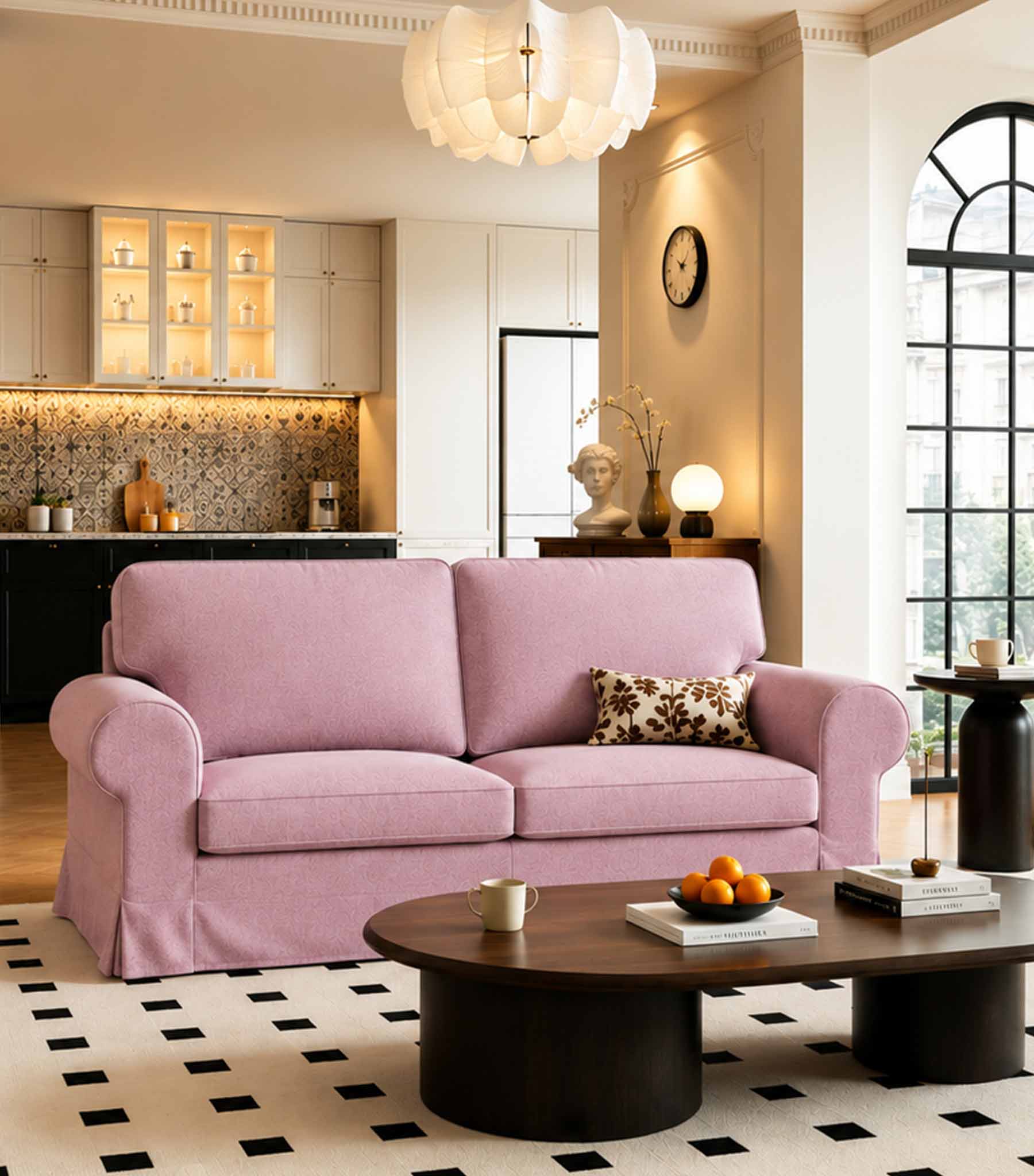 Ektorp Loveseat Cover-Structural Weave Blush pink