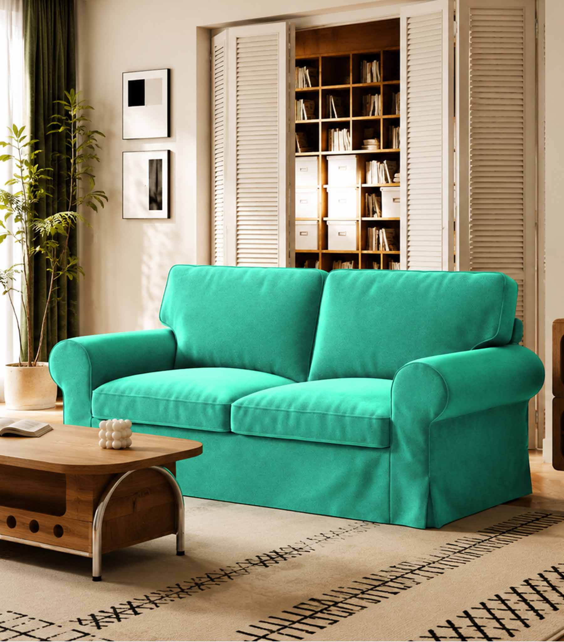 Ektorp Loveseat Cover-Velvet Cyan
