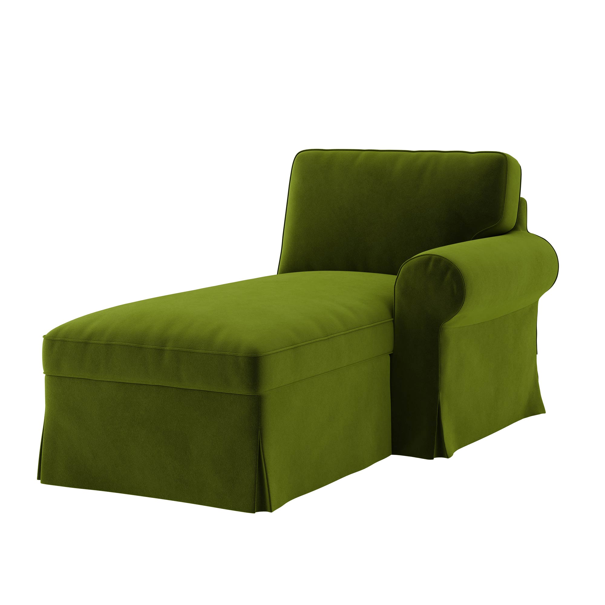 Ektorp Chaise Lounge with Arm Sofa Cover-Velvet Olive