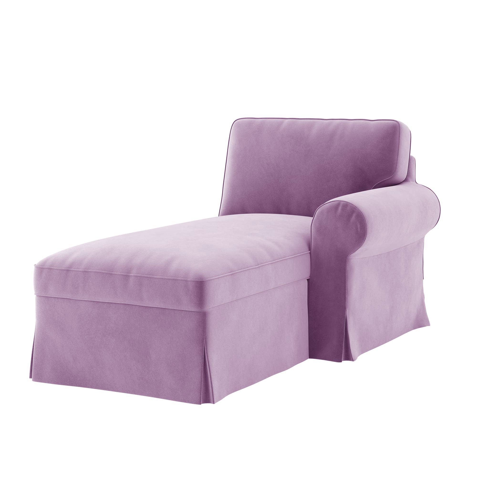 Ektorp Chaise Lounge with Arm Sofa Cover-Velvet Dusty rose