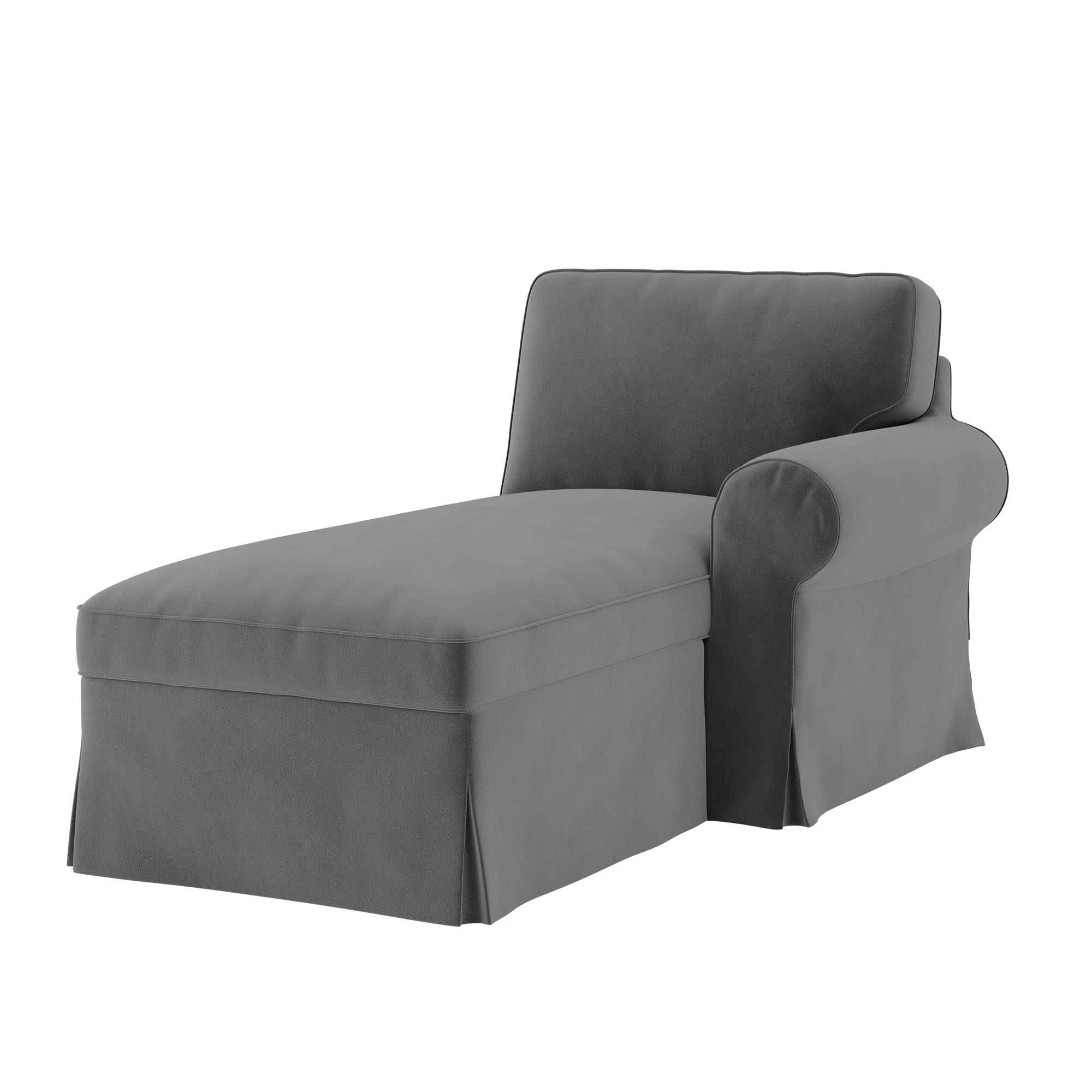 Ektorp Chaise Lounge with Arm Sofa Cover-Velvet Gray