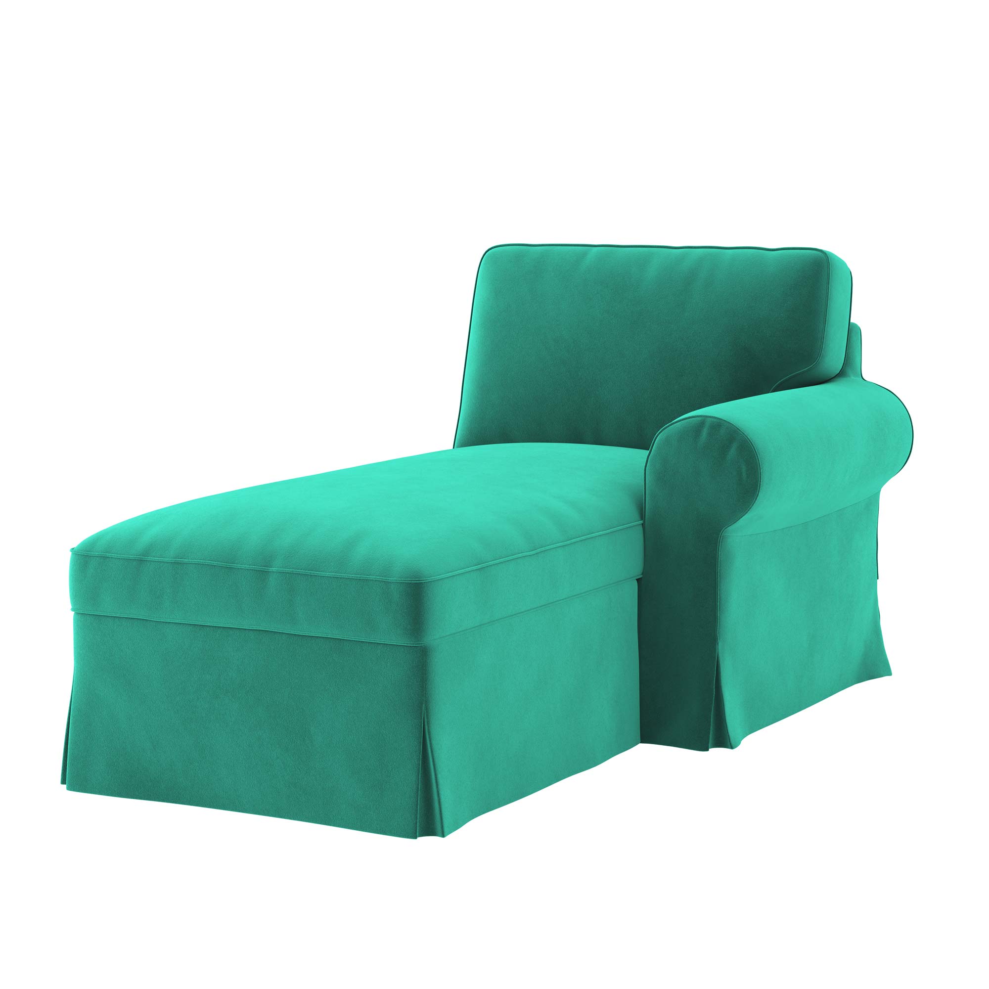 Ektorp Chaise Lounge with Arm Sofa Cover-Velvet Cyan