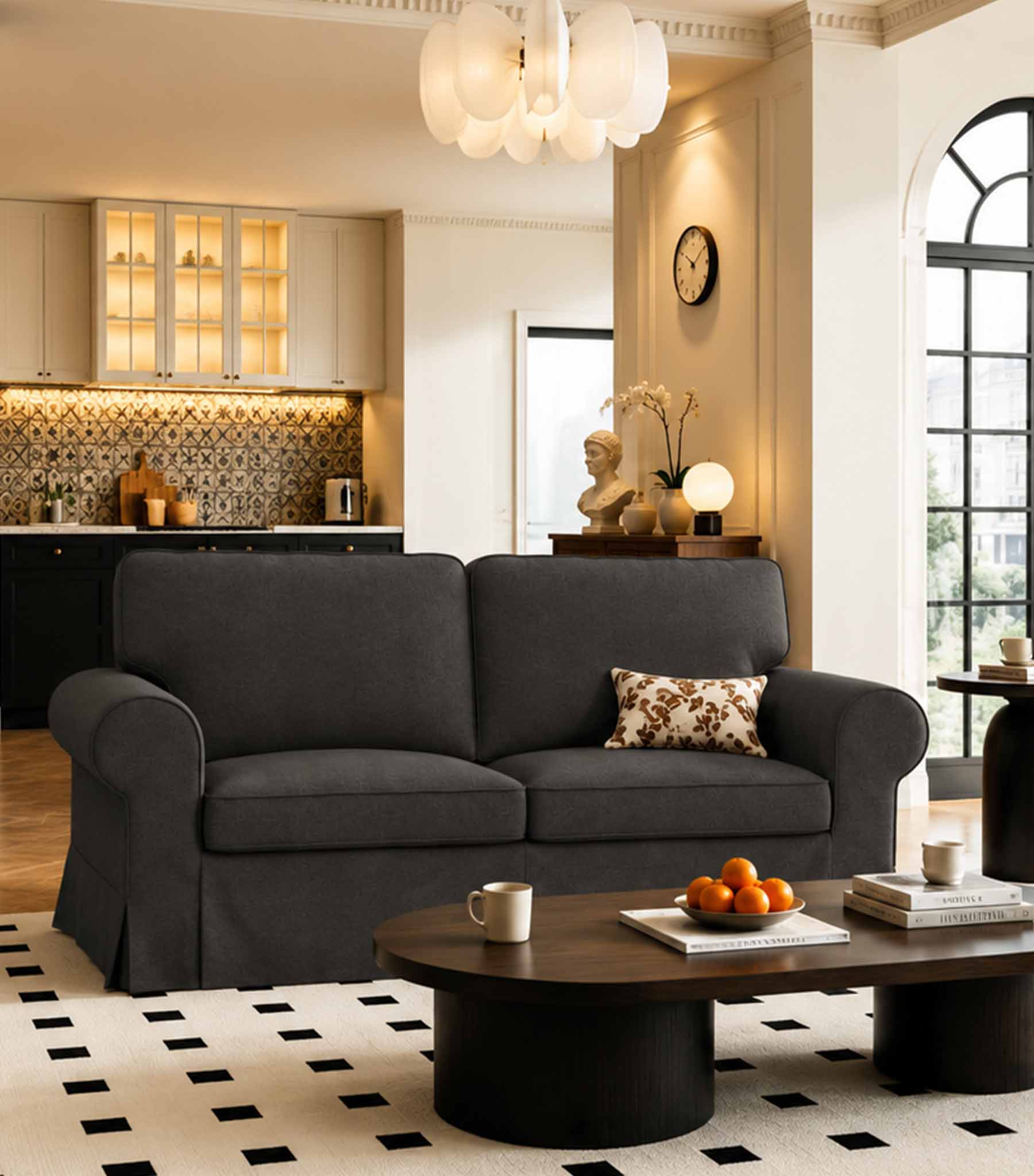 Ektorp Loveseat Cover-Structural Weave Charcoal
