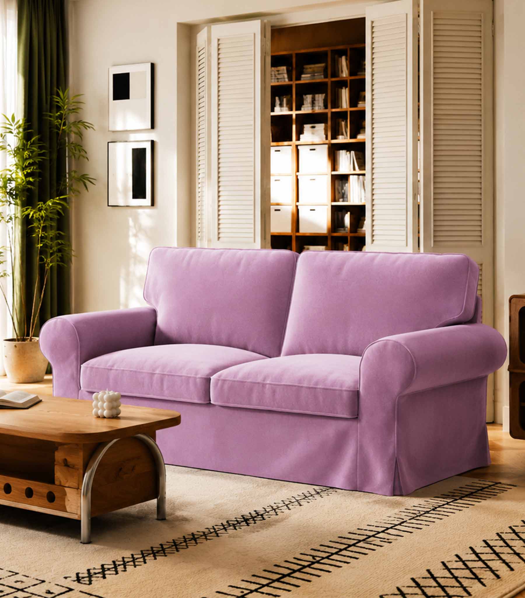 Ektorp Loveseat Cover-Velvet Dusty rose