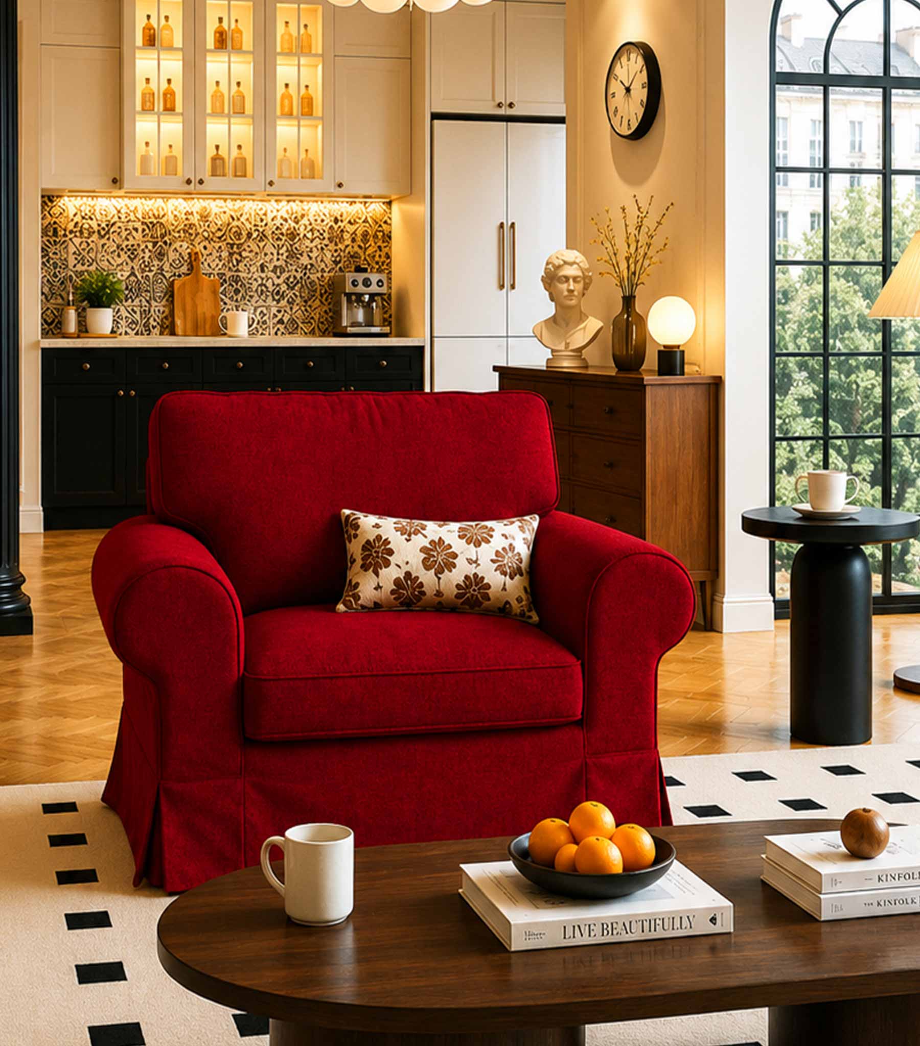 Ektorp Armchair Cover-Structural Weave Red