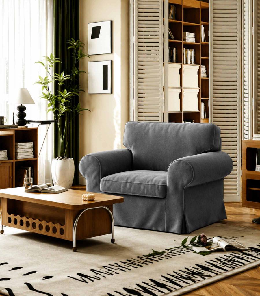 Ektorp Armchair Cover-Velvet Gray