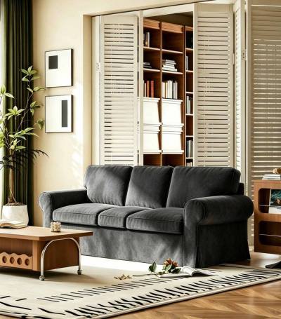 Ektorp 3 Seat Sofa Cover-Velvet Gray