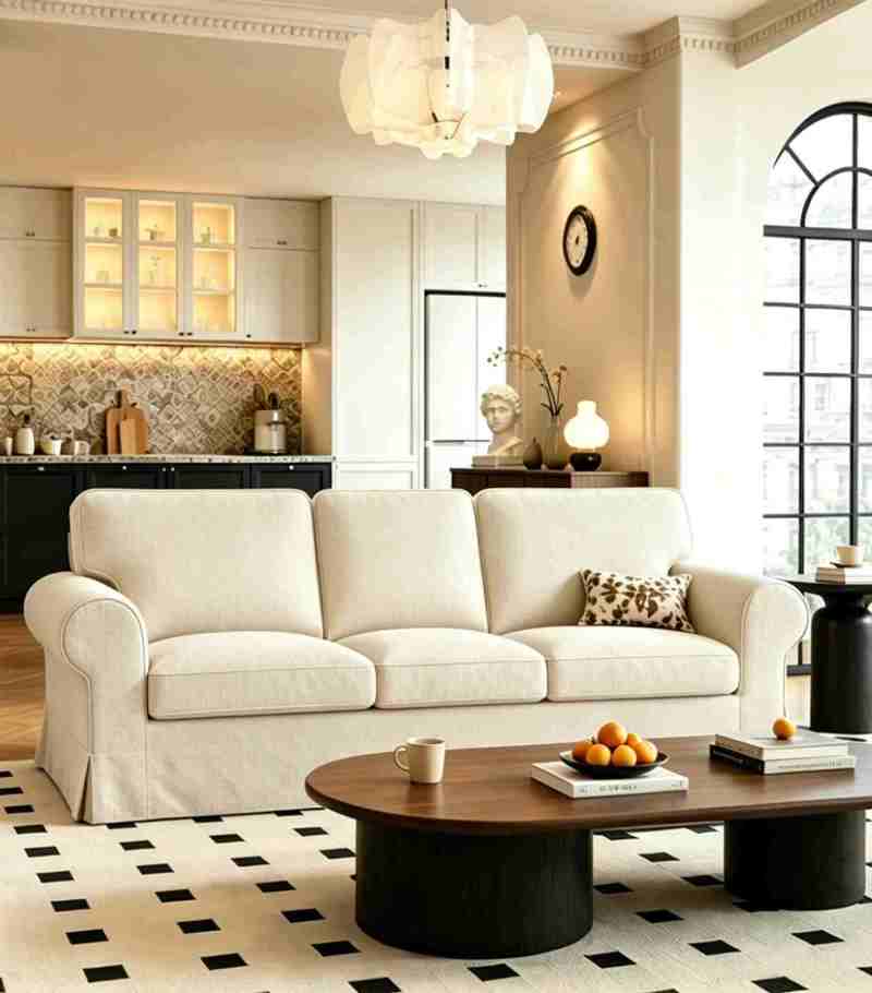 Ektorp 3 Seat Sofa Cover-Structural Weave Cream