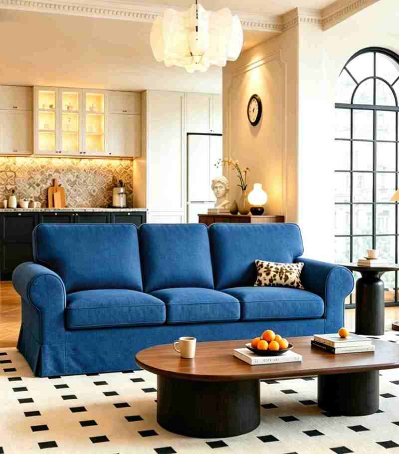 Ektorp 3 Seat Sofa Cover-Structural Weave Powder blue
