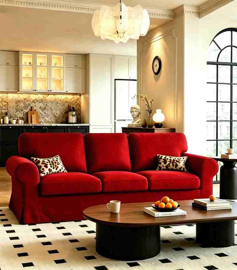 Ektorp 3 Seat Sofa Cover-Structural Weave Red