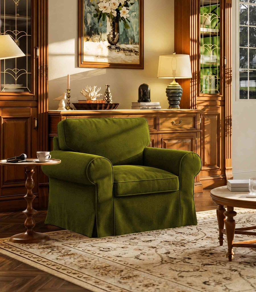 Ektorp Armchair Cover-Microfiber Olive