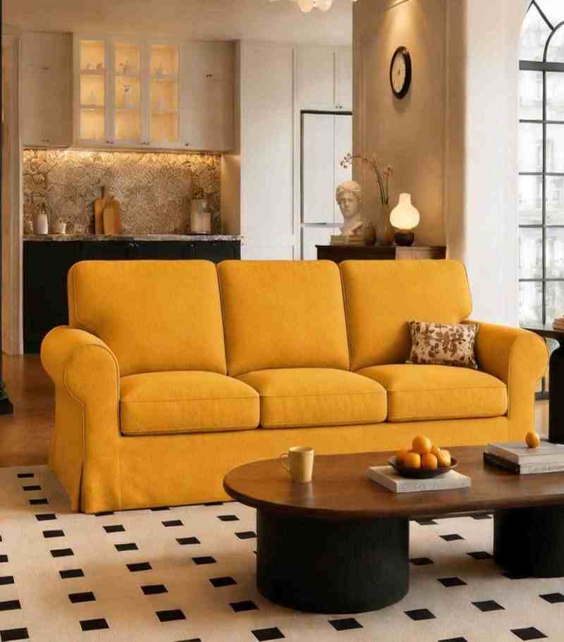 Ektorp 3 Seat Sofa Cover-Structural Weave Mango