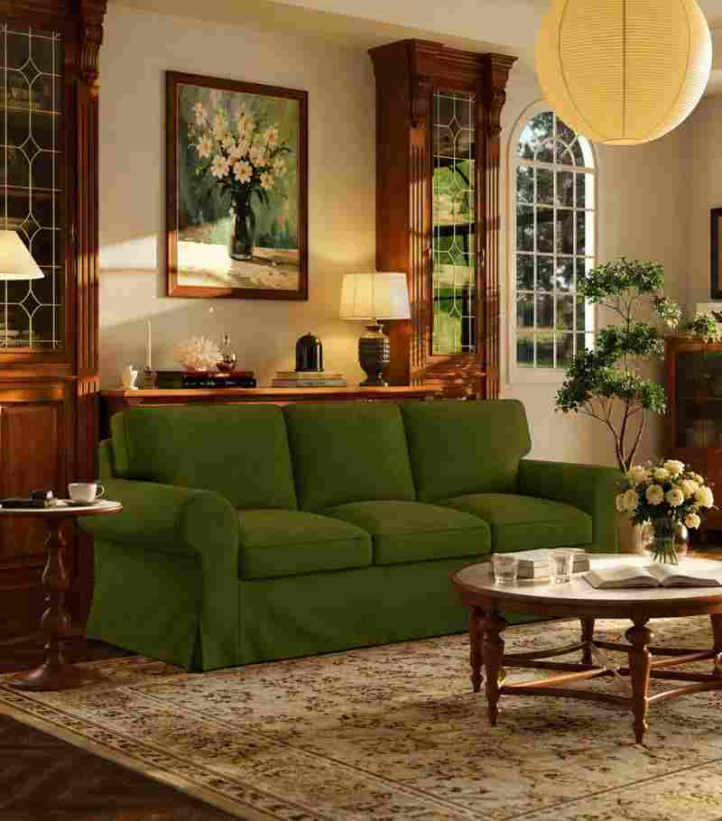 Ektorp 3 Seat Sofa Cover-Microfiber Olive