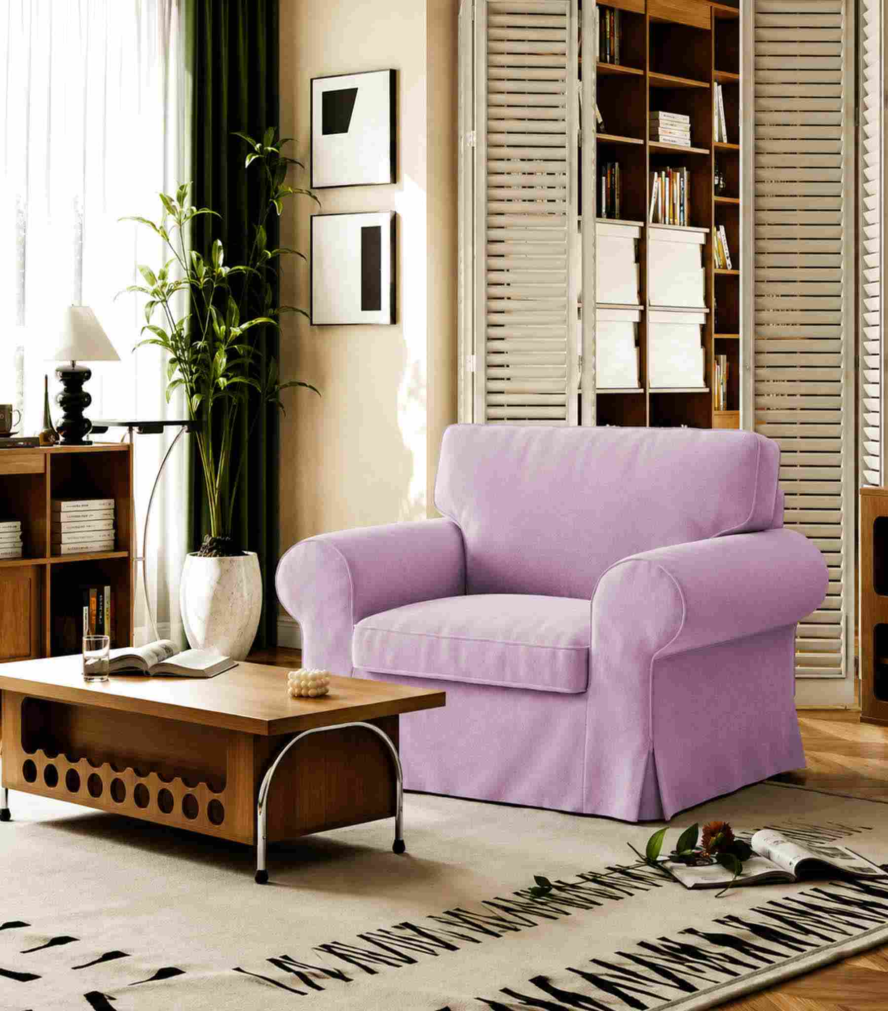 Ektorp Armchair Cover-Velvet Dusty rose