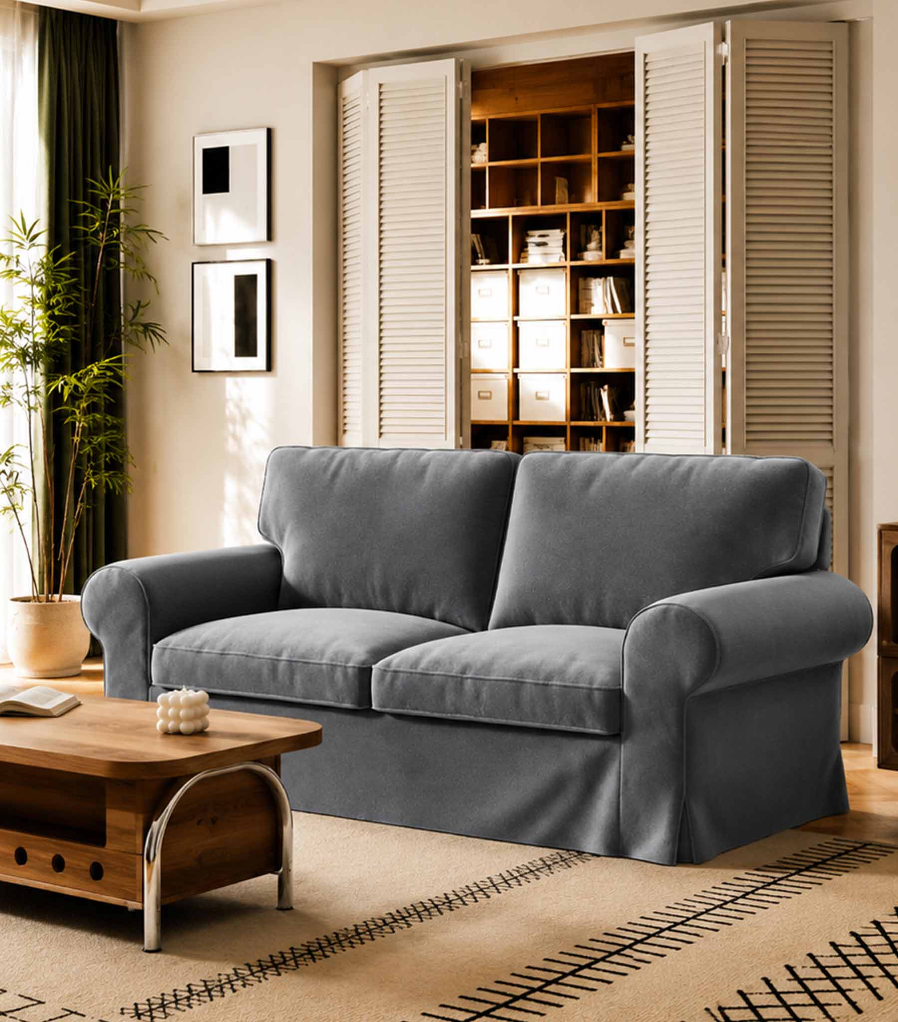 Ektorp Loveseat Cover-Velvet Gray