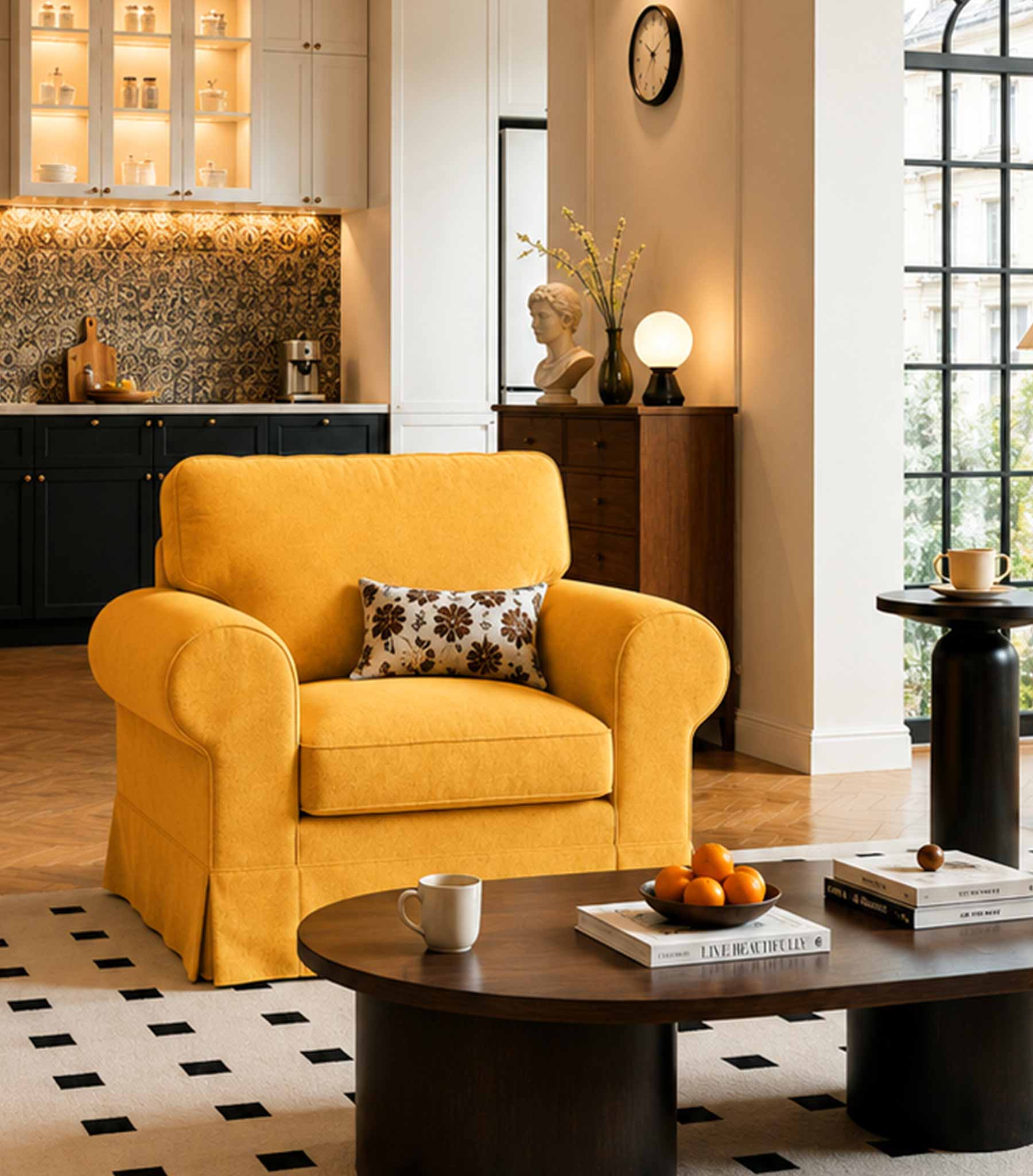 Ektorp Armchair Cover-Structural Weave Mango