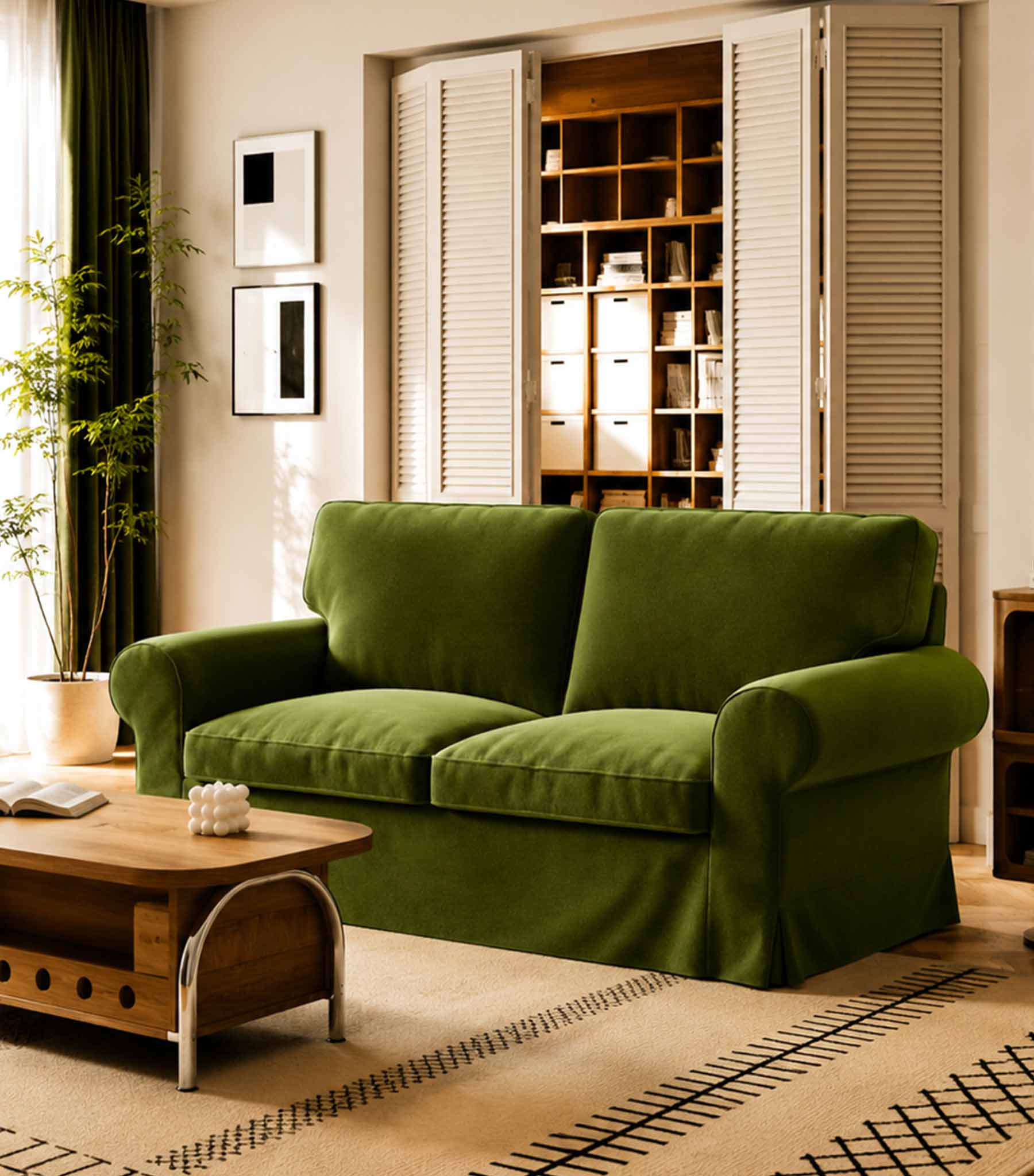 Ektorp Loveseat Cover-Velvet Olive