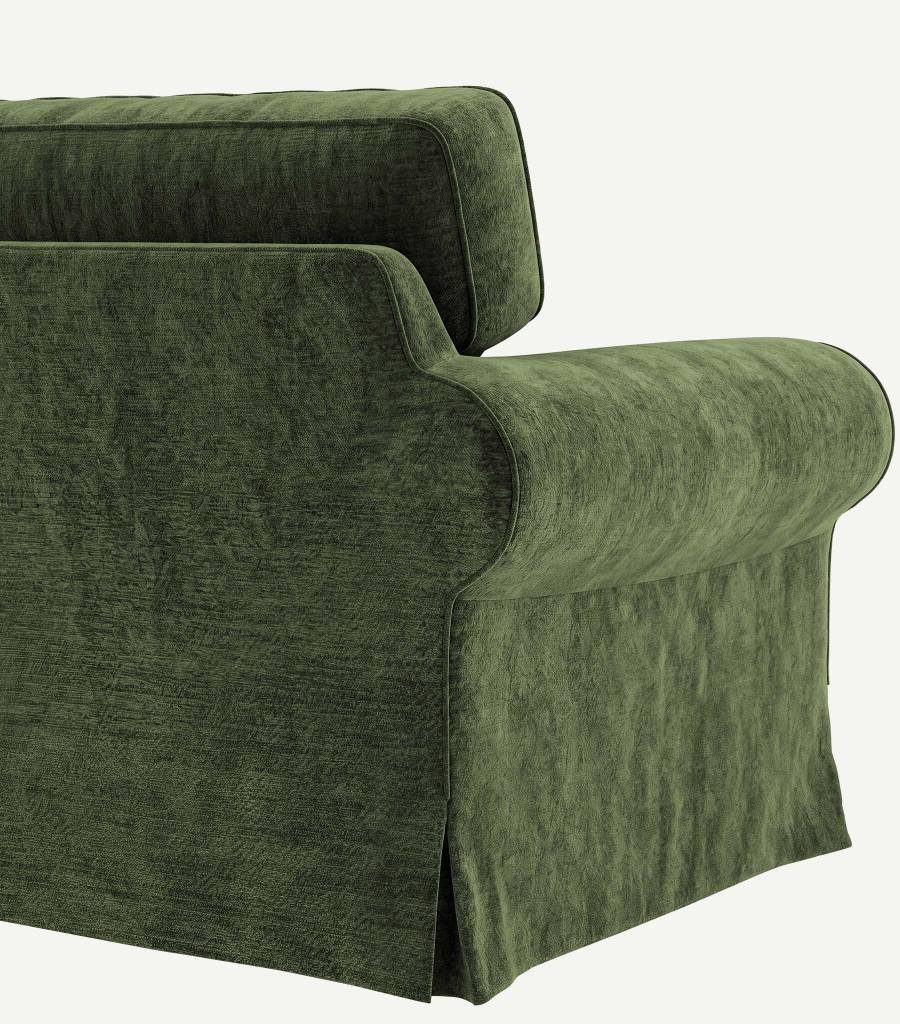 Ektorp Loveseat with Chaise Lounge Cover-Chenille Cypress Green