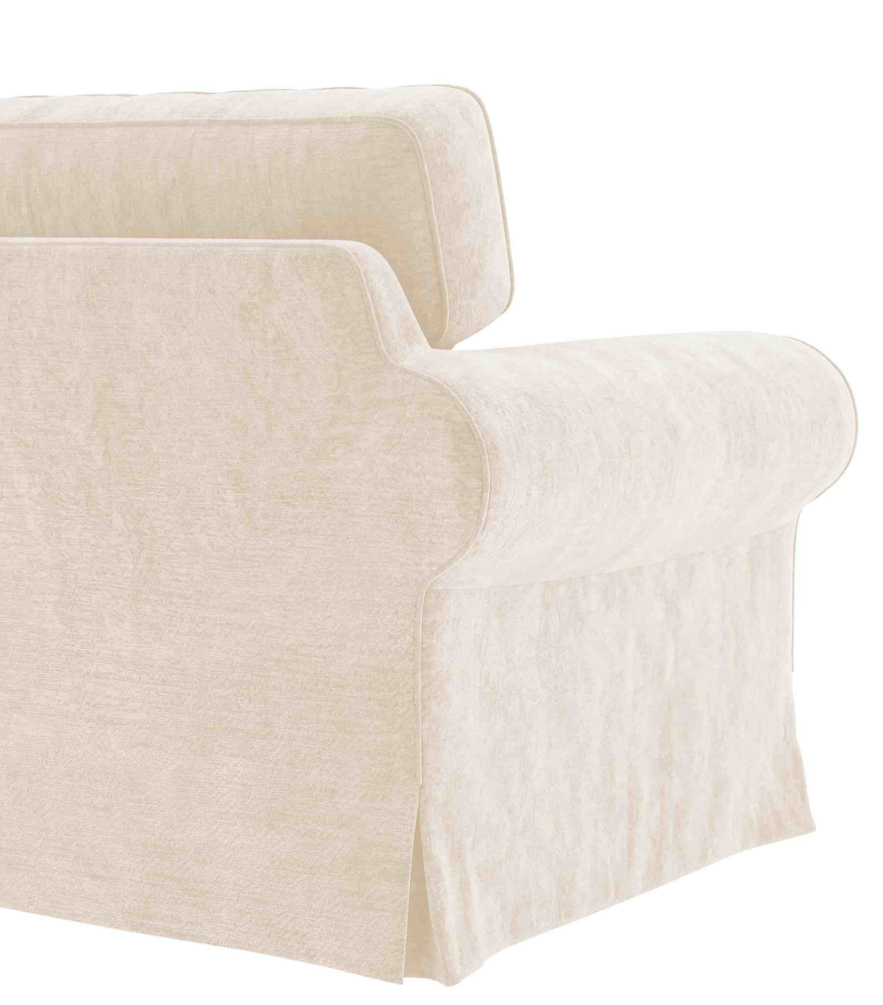 Ektorp Loveseat with Chaise Lounge Cover-Chenille Buttermilk