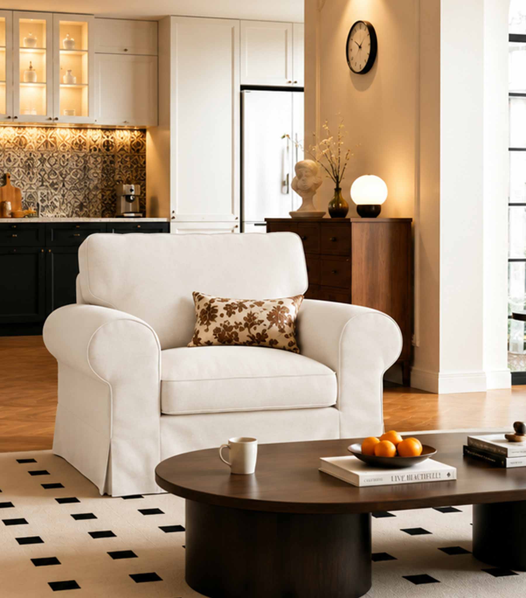 Ektorp Armchair Cover-Structural Weave Cream