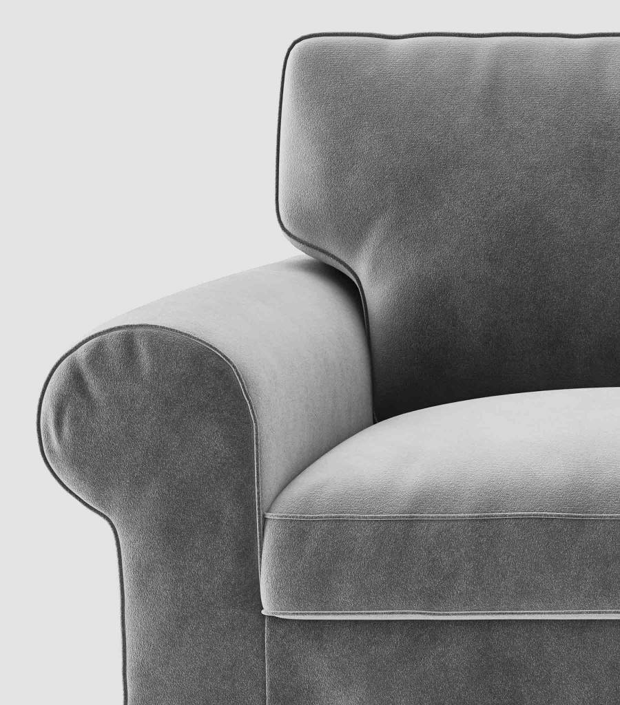 Ektorp Chaise Lounge with Arm Sofa Cover-Velvet Gray
