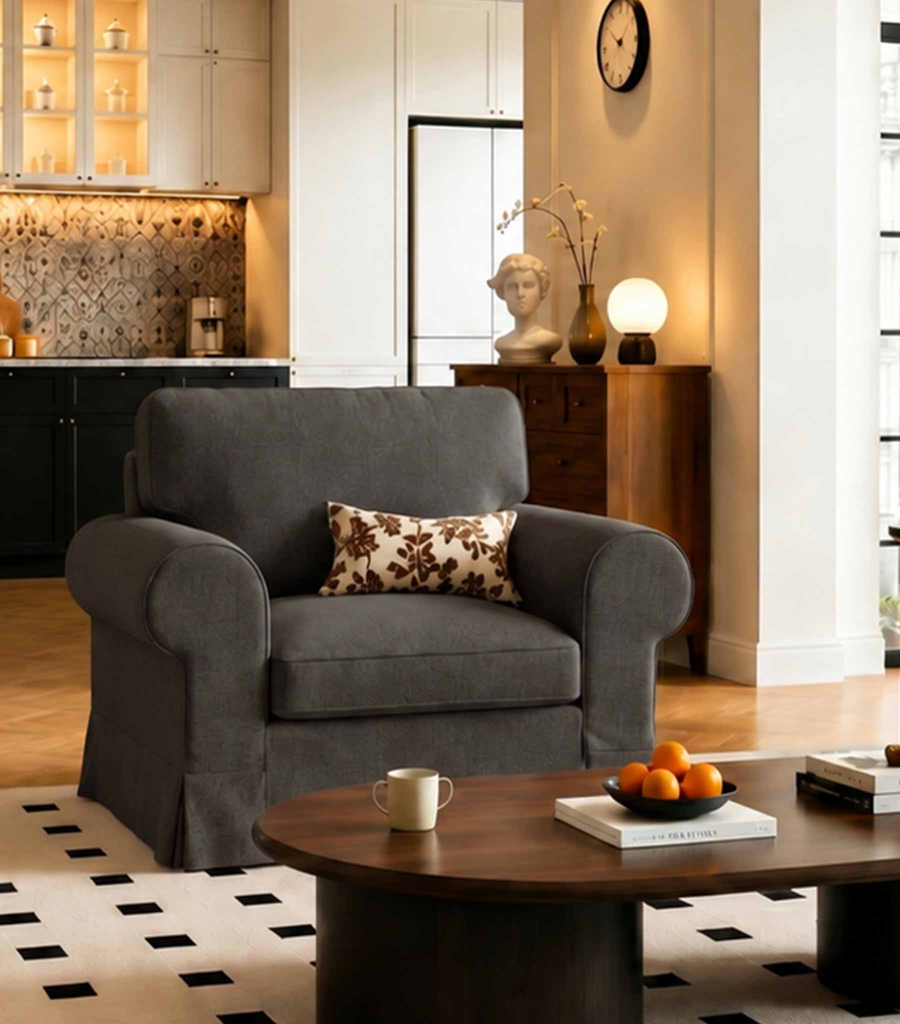 Ektorp Armchair Cover-Structural Weave Charcoal