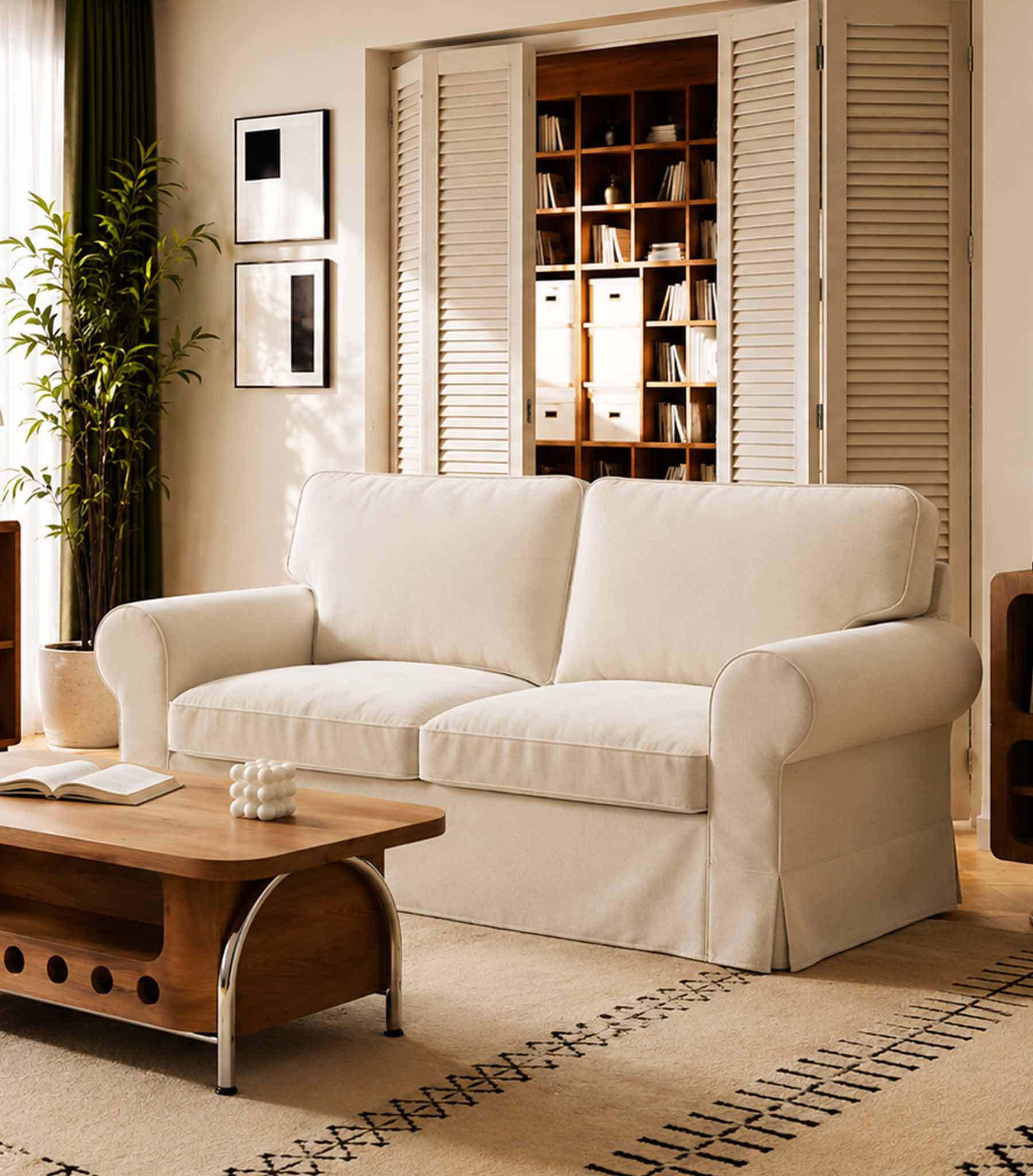 Ektorp Loveseat Cover-Velvet Beige