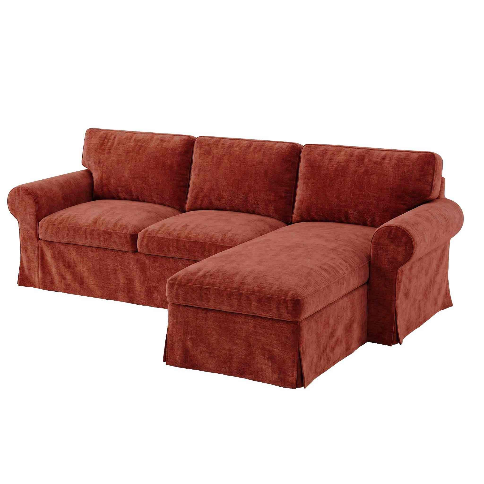 Ektorp Loveseat with Chaise Lounge Cover-Chenille Burnt Brick