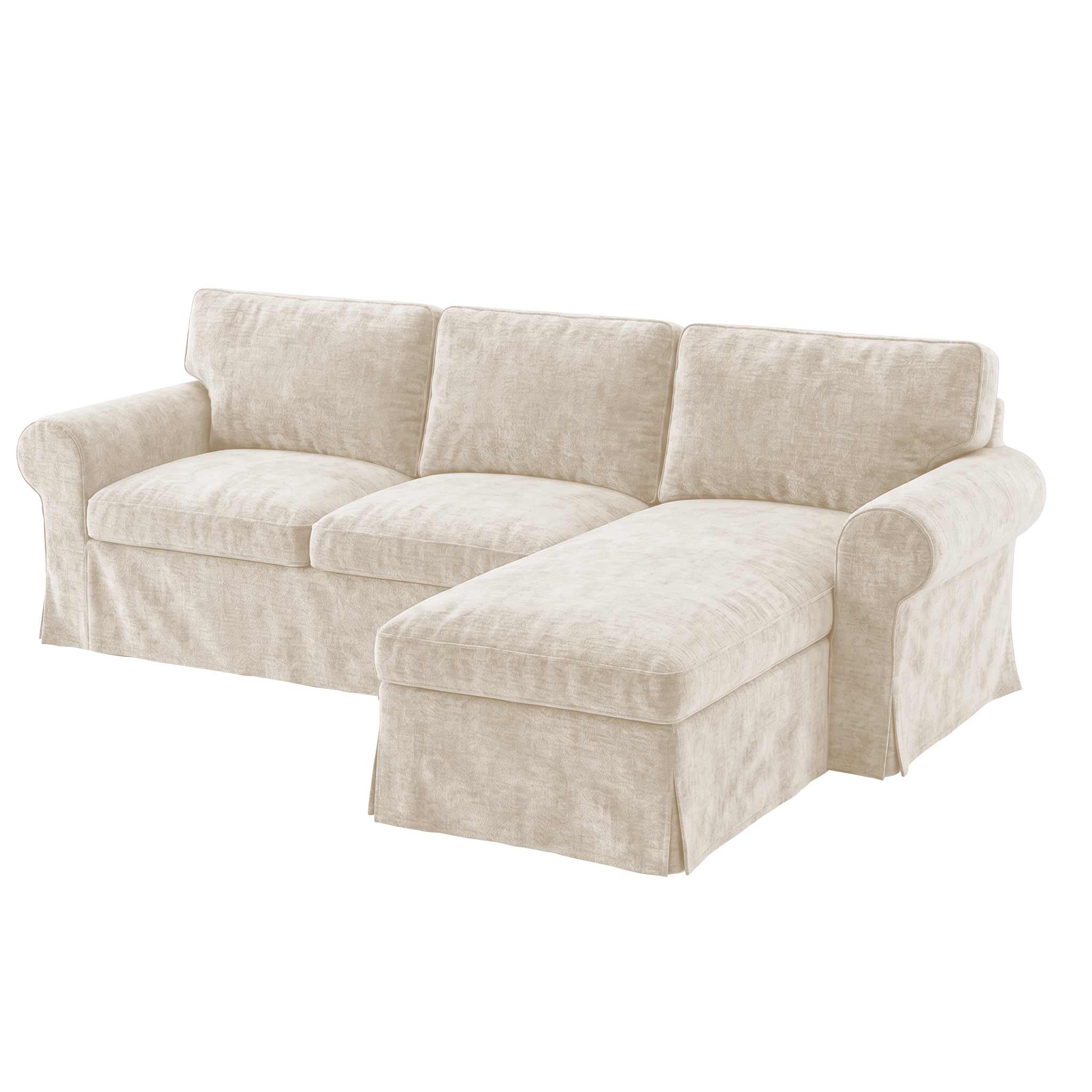 Ektorp Loveseat with Chaise Lounge Cover-Chenille Buttermilk