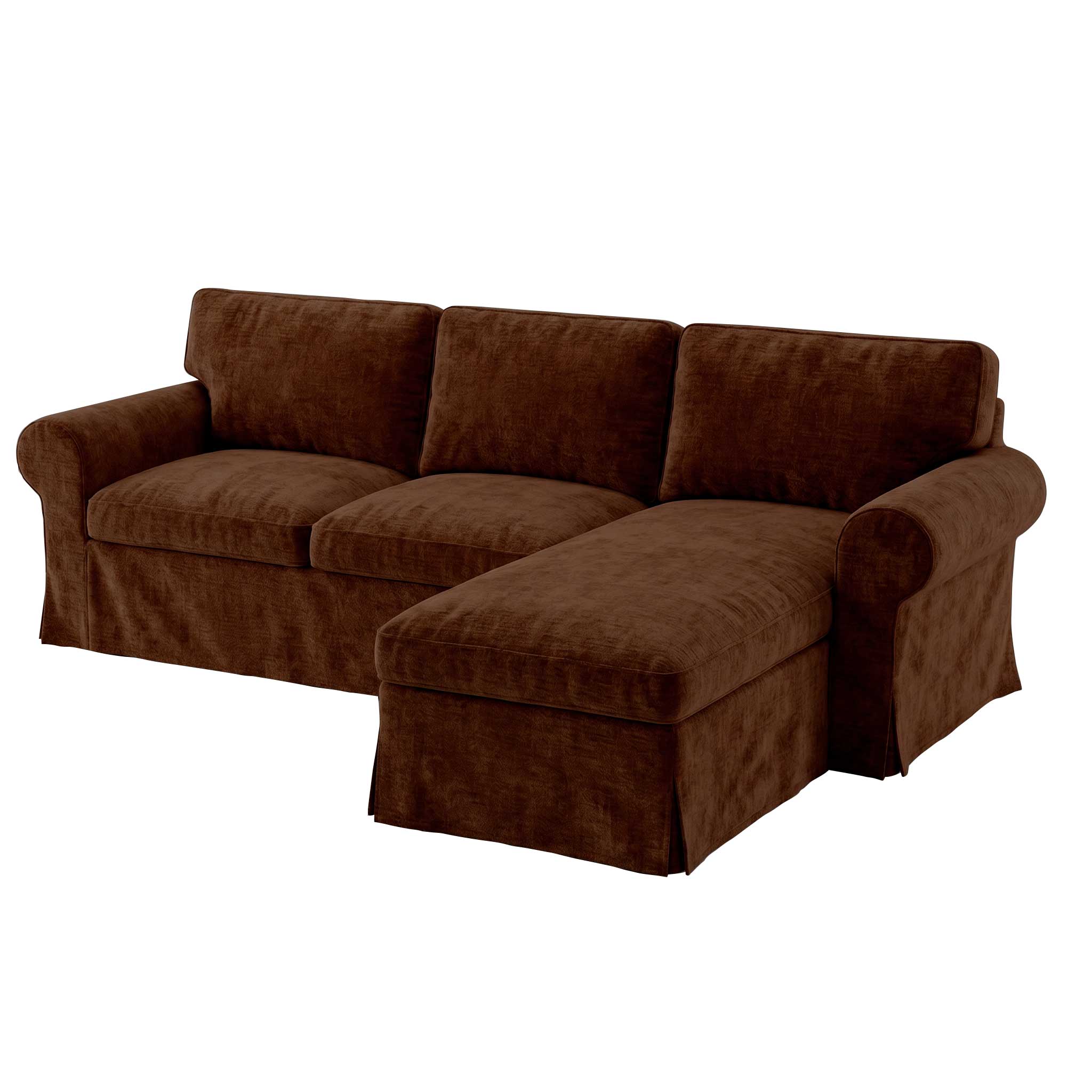 Ektorp Loveseat with Chaise Lounge Cover-Chenille Chestnut