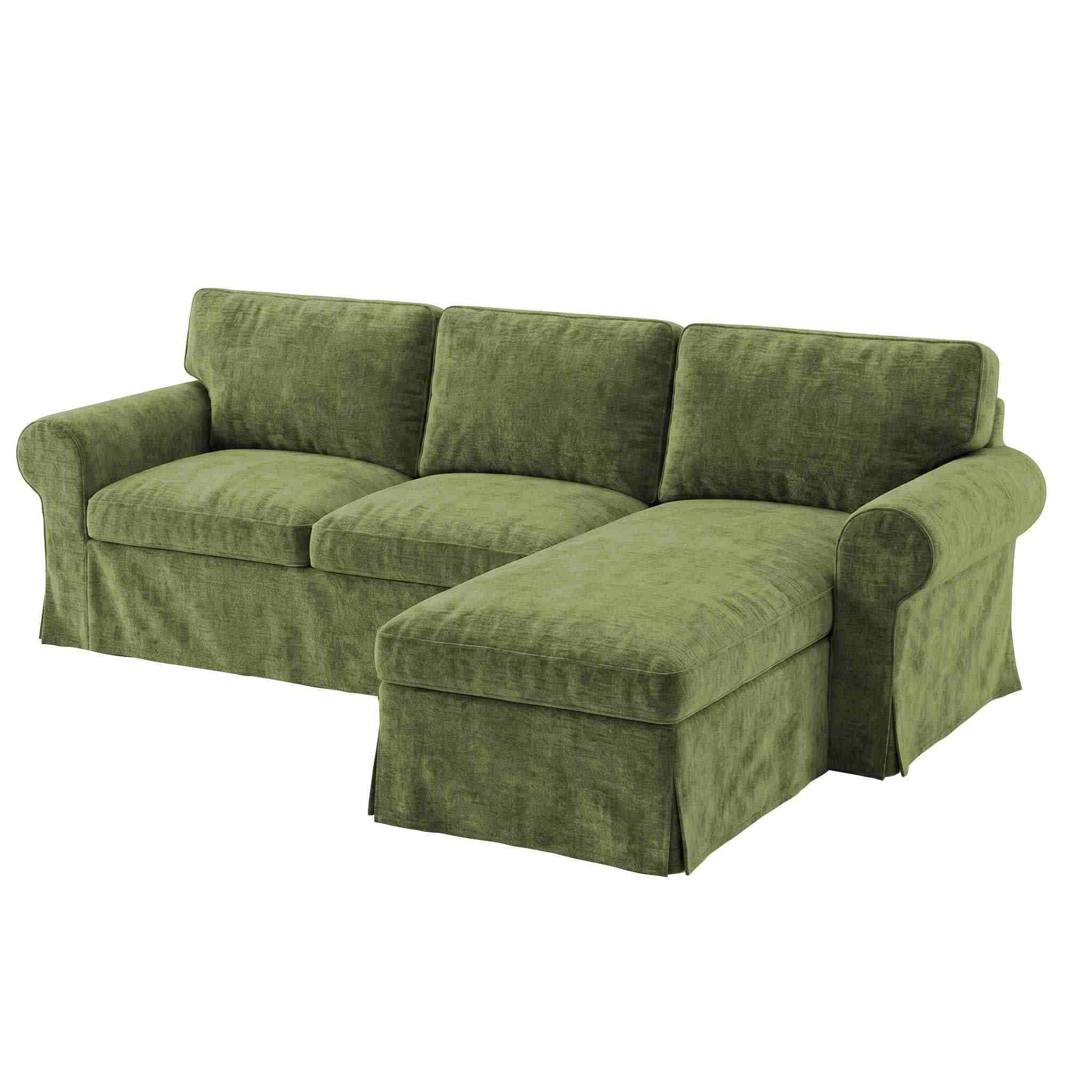 Ektorp Loveseat with Chaise Lounge Cover-Chenille Cypress Green