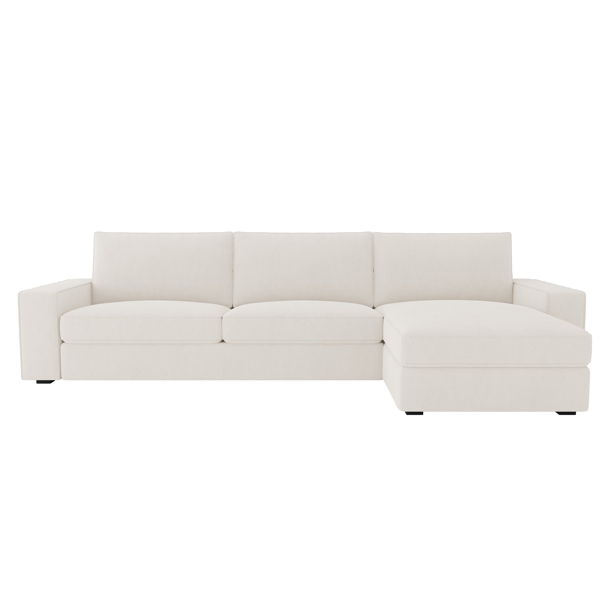 KIVIK 4 Seat Sofa Cover Set with Chaise-Ivory-Microfiber