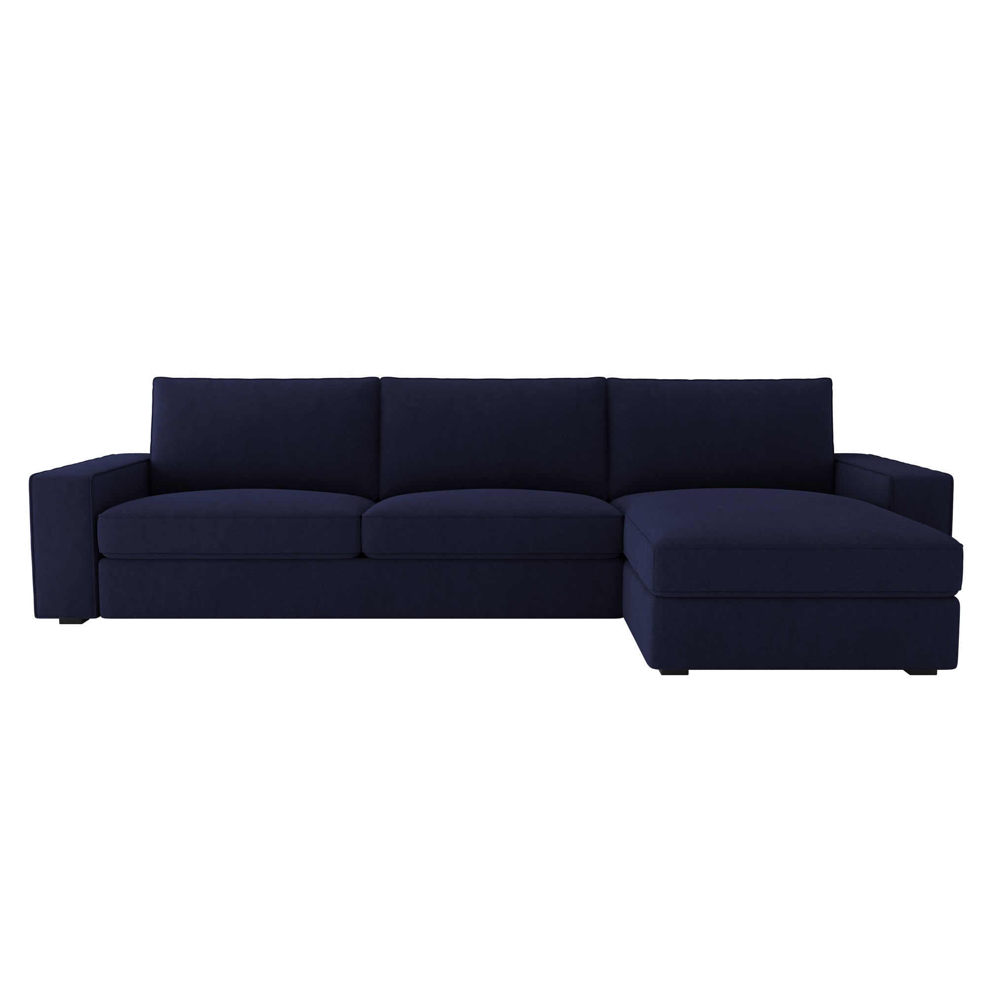 KIVIK 4 Seat Sofa Cover Set with Chaise-Navy blue-Microfiber