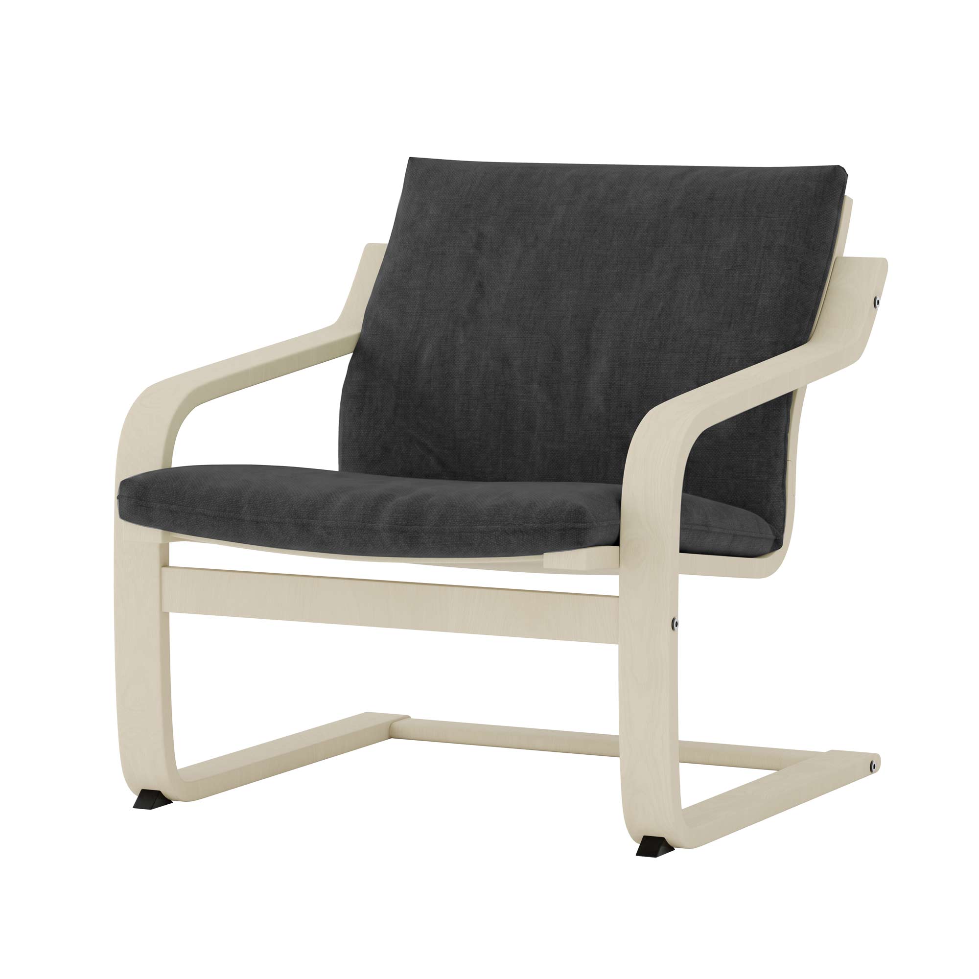 Poang Low-Back Armchair Cover-Charcoal-Structural Weave