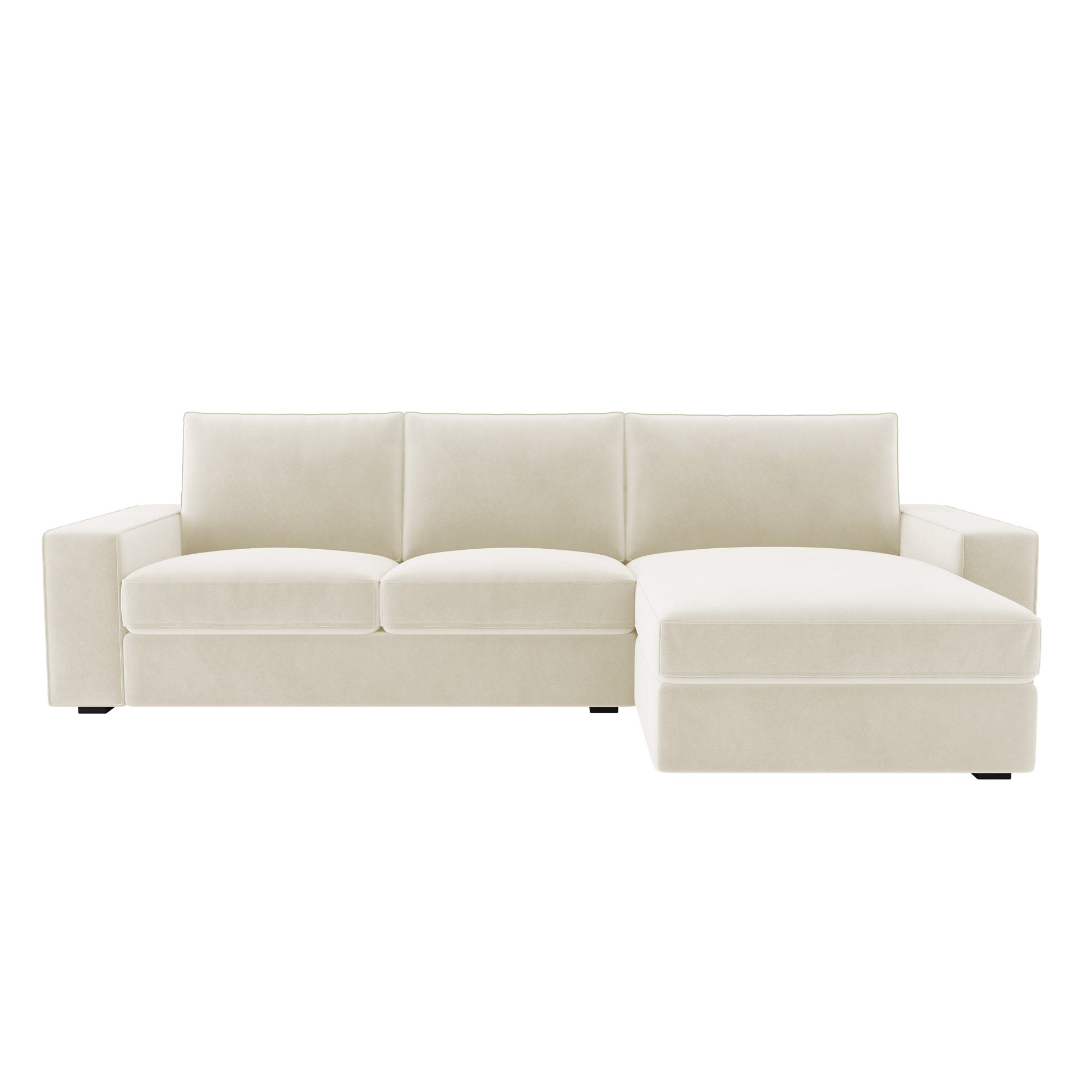 KIVIK 3 Seat Sofa Set with Chaise-Beige-Velvet