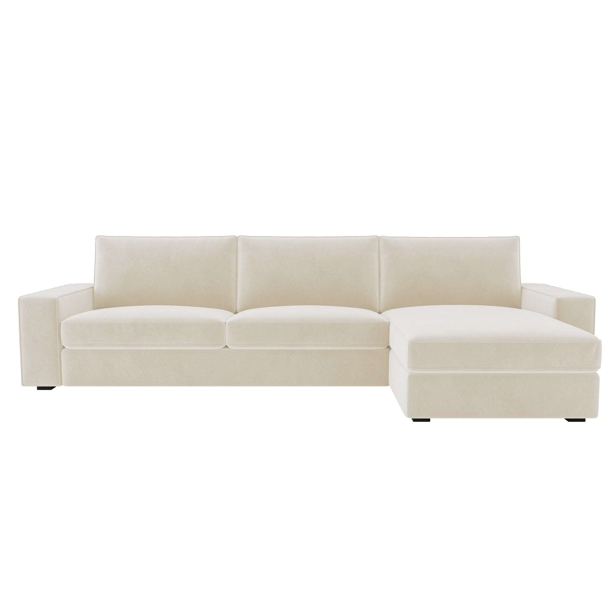 KIVIK 4 Seat Sofa Cover Set with Chaise-Beige-Velvet