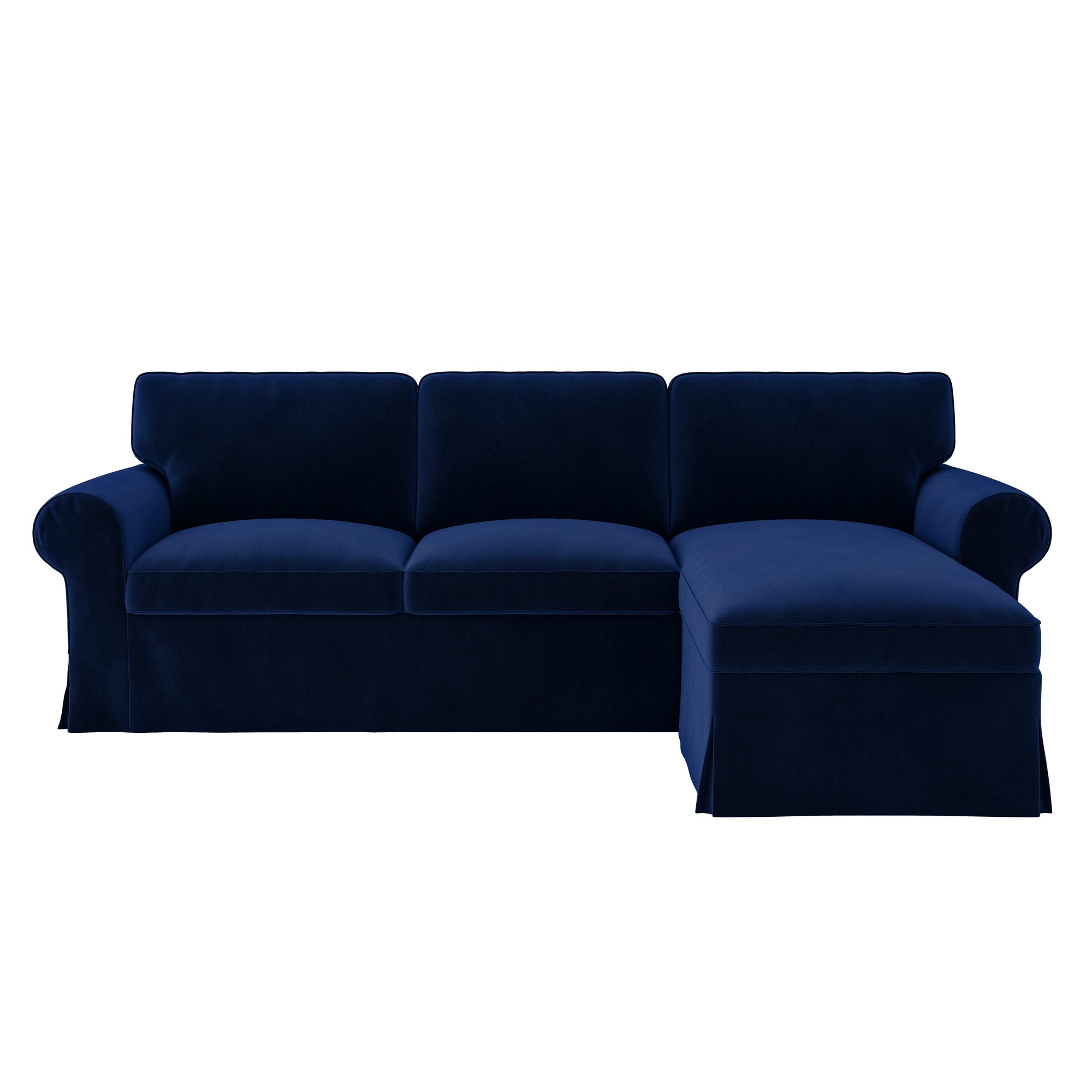 Ektorp Loveseat with Chaise Lounge Cover-Velvet Cobalt blue