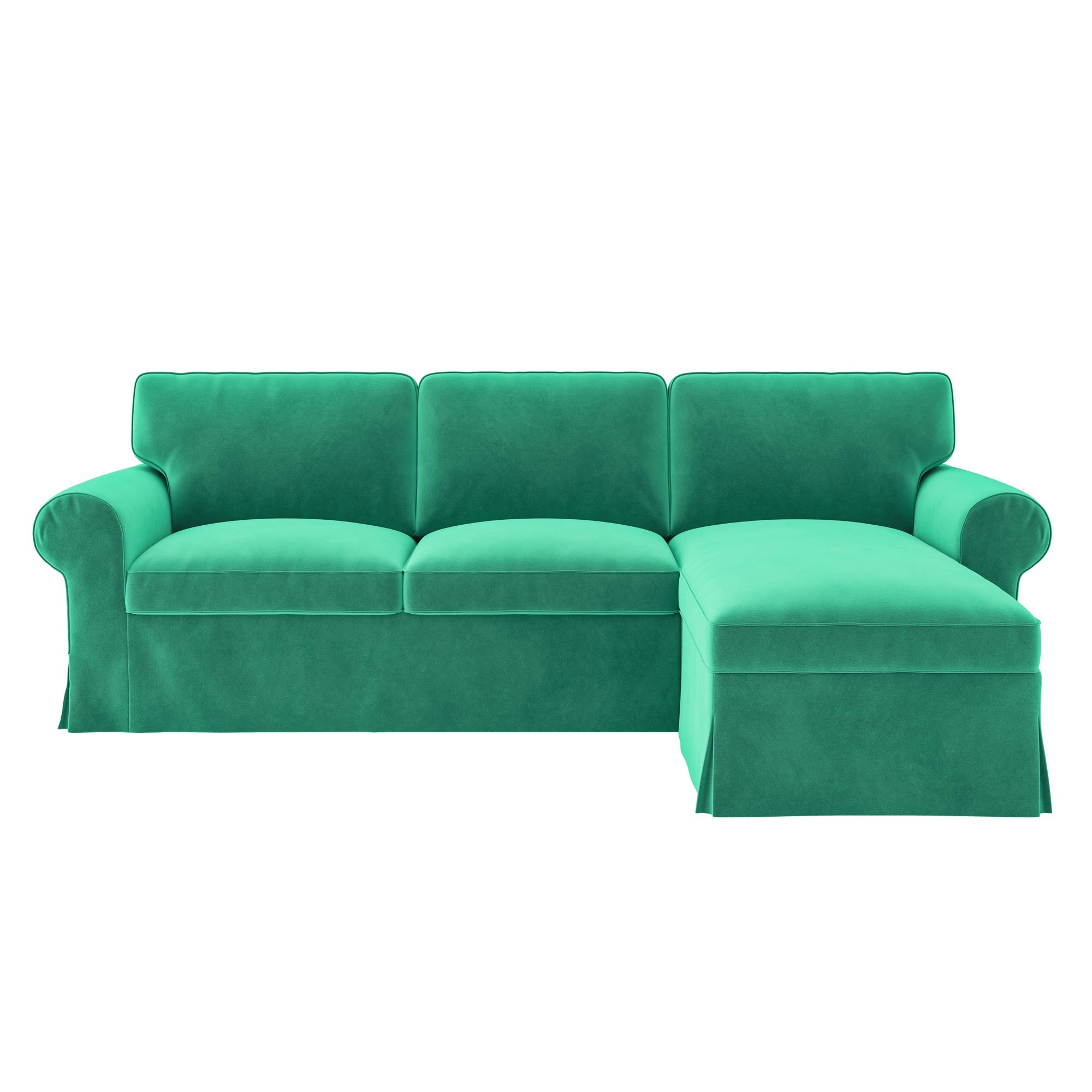 Ektorp Loveseat with Chaise Lounge Cover-Velvet Cyan