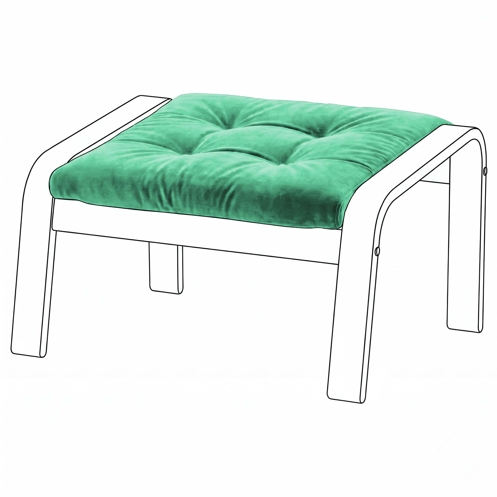 Poang Footstool Cover-Cyan-Velvet