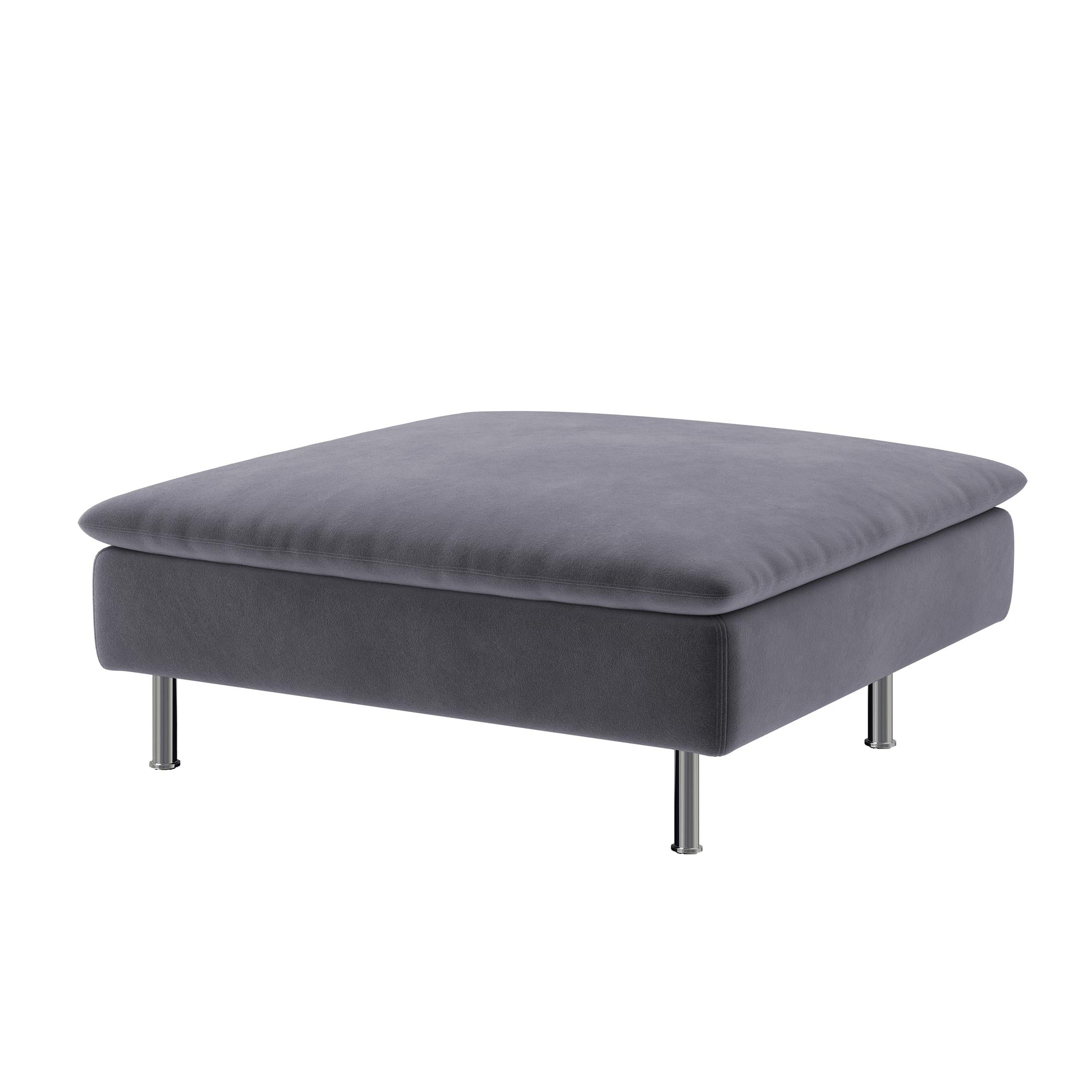 SODERHAMN Footstool Cover-Gray-Velvet
