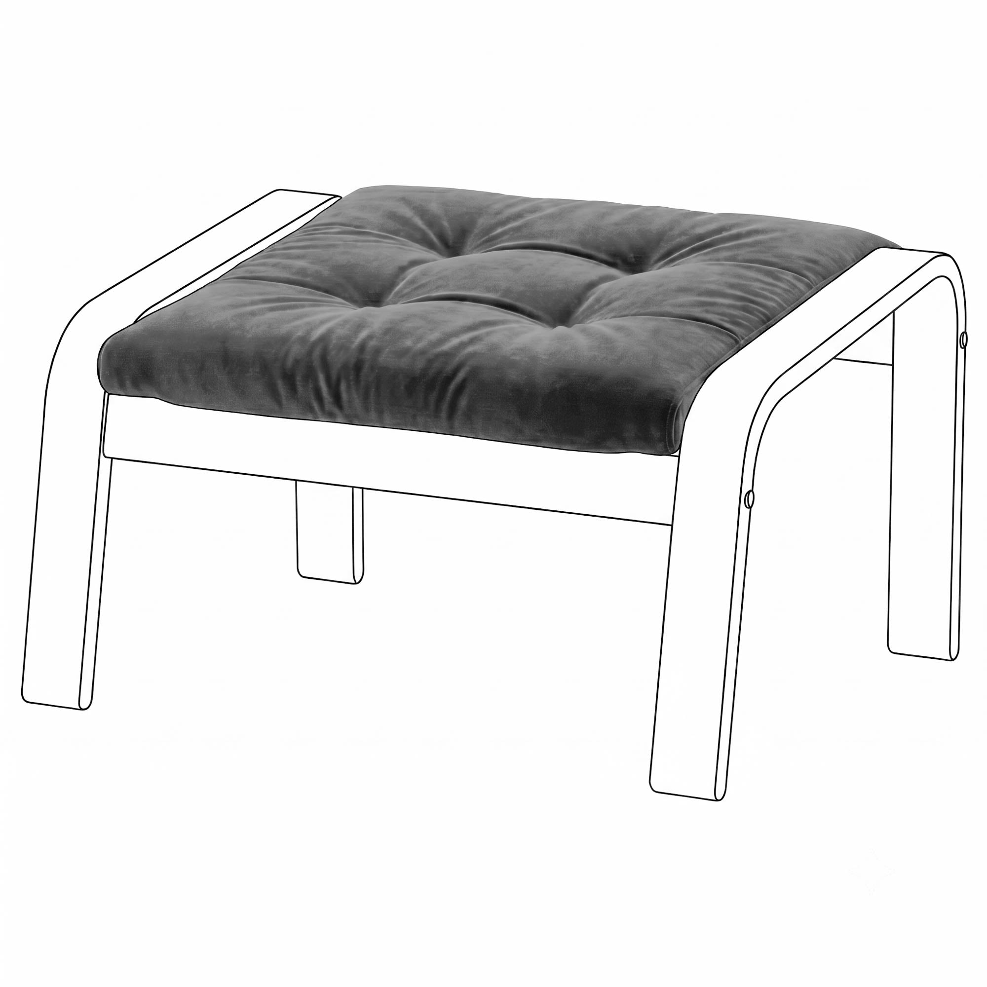 Poang Footstool Cover-Gray-Velvet