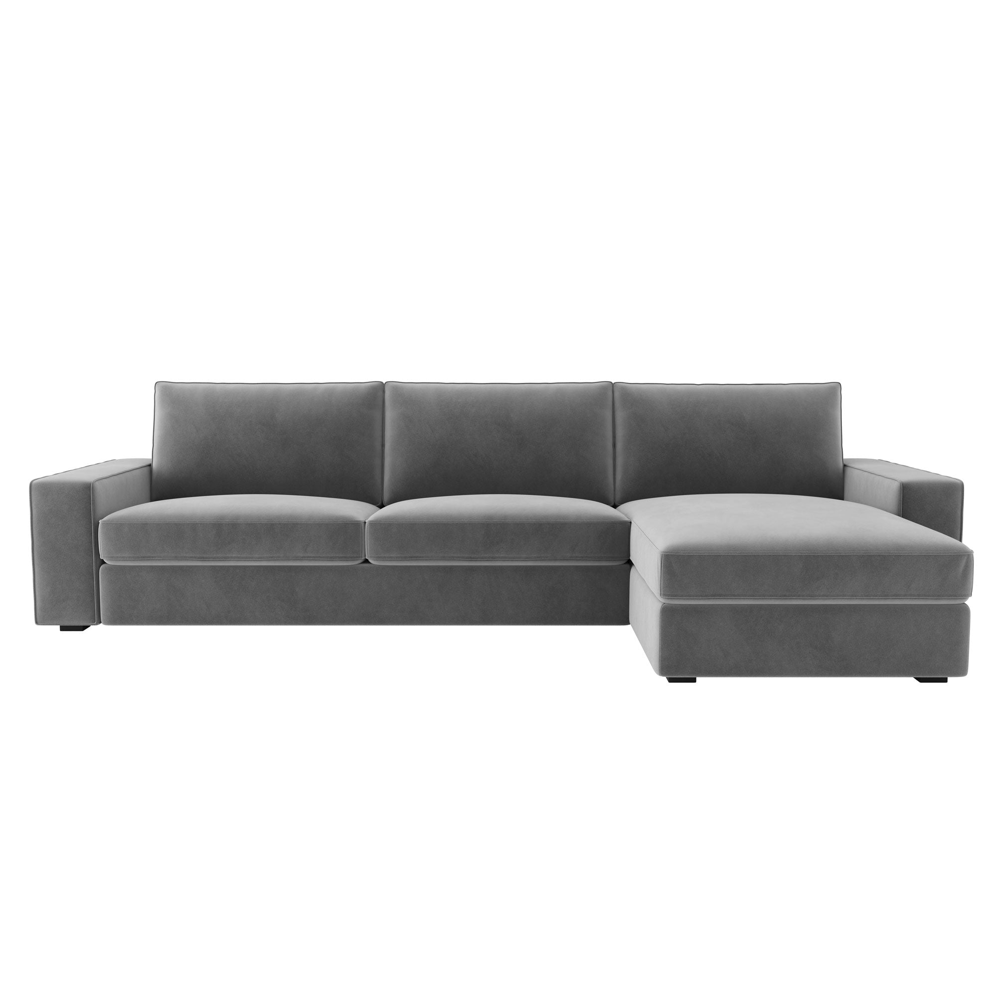 KIVIK 4 Seat Sofa Cover Set with Chaise-Gray-Velvet