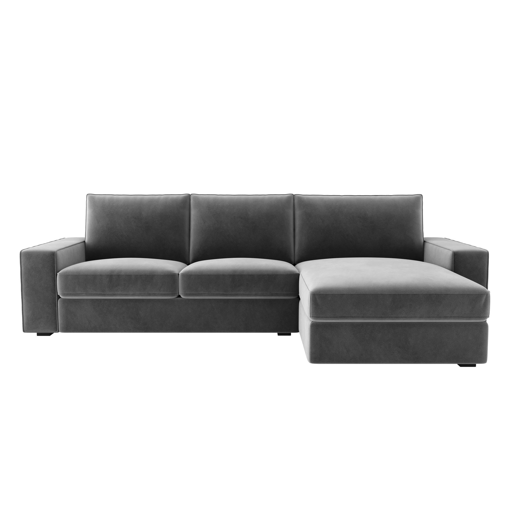 KIVIK 3 Seat Sofa Set with Chaise-Gray-Velvet