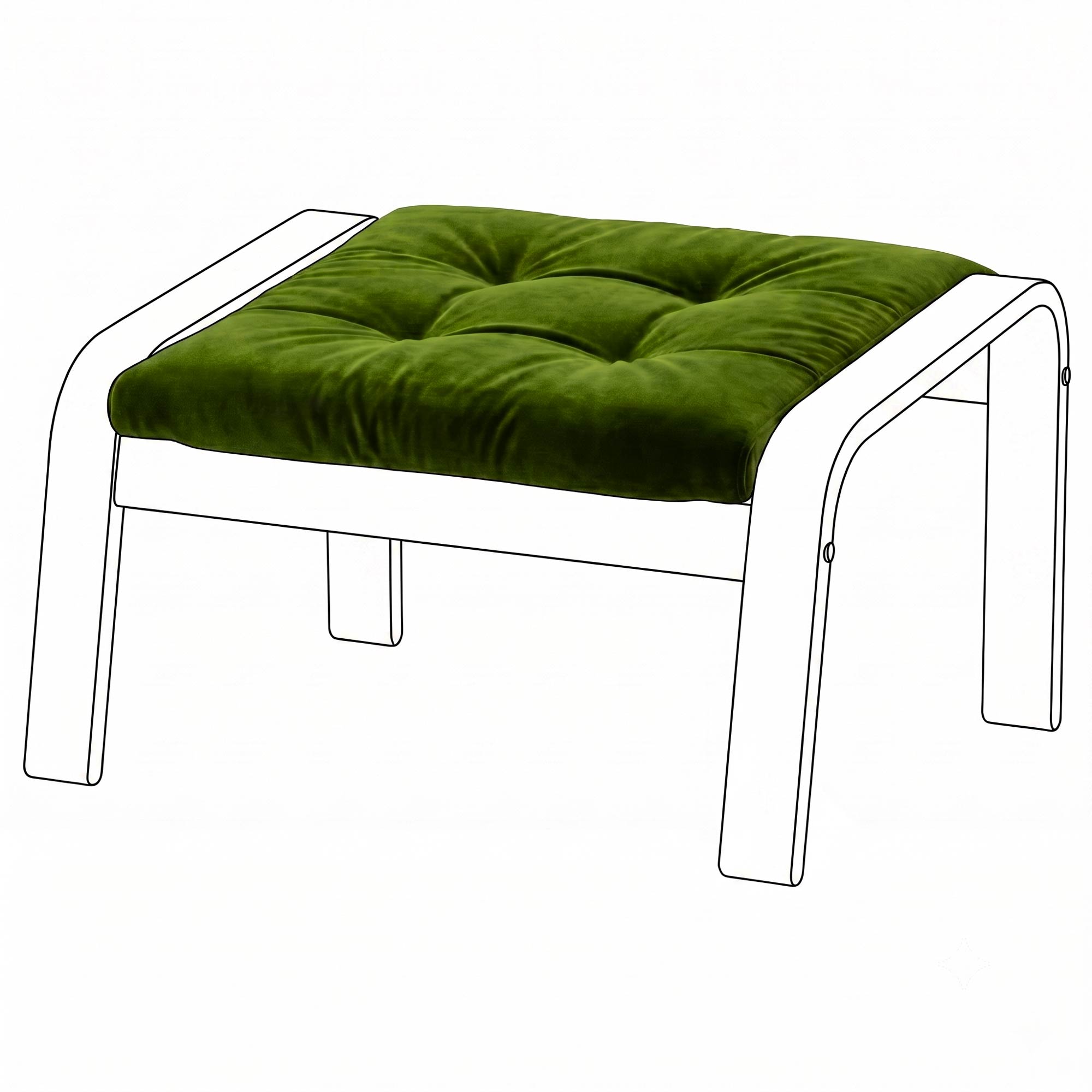 Poang Footstool Cover-Olive-Velvet