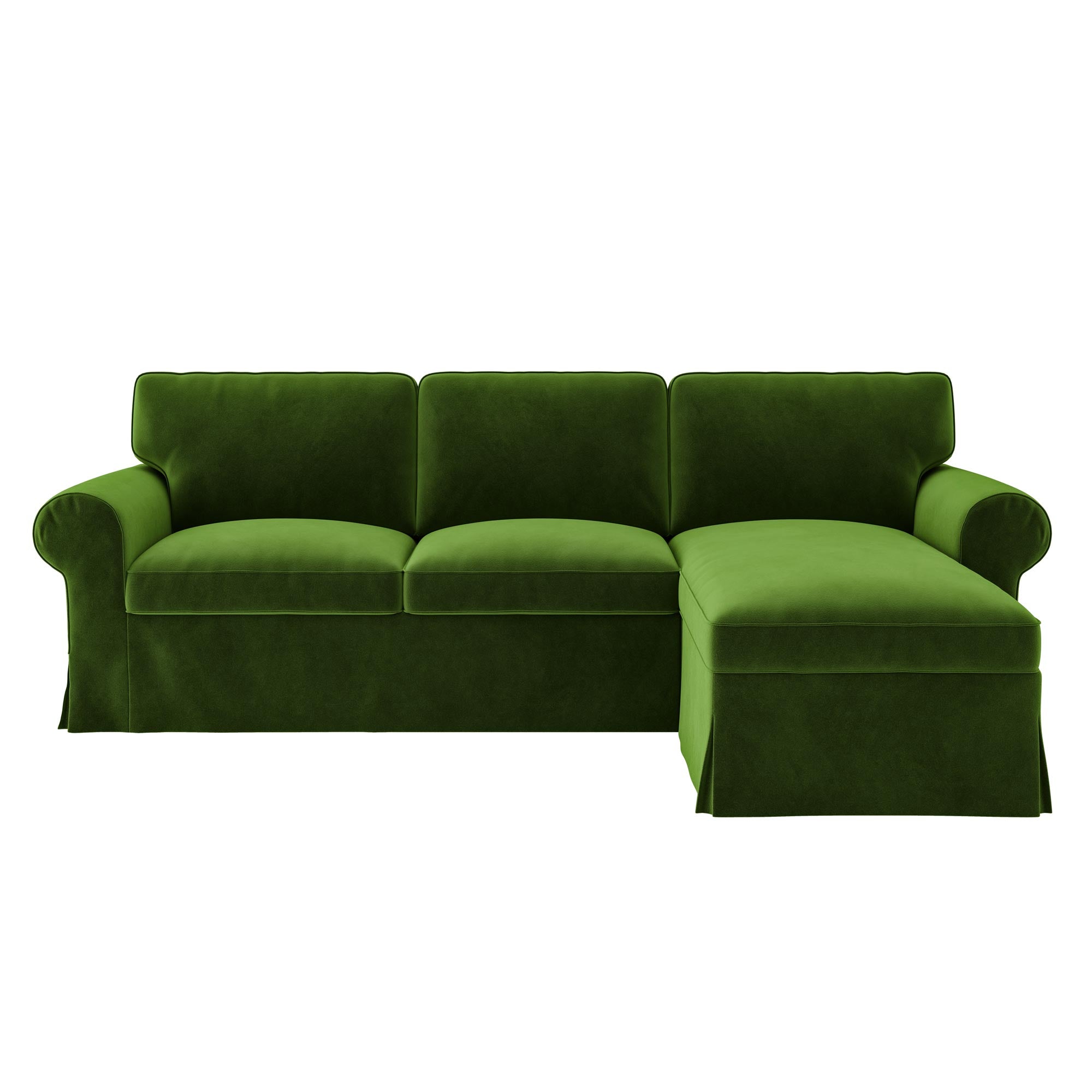 Ektorp Loveseat with Chaise Lounge Cover-Velvet Olive