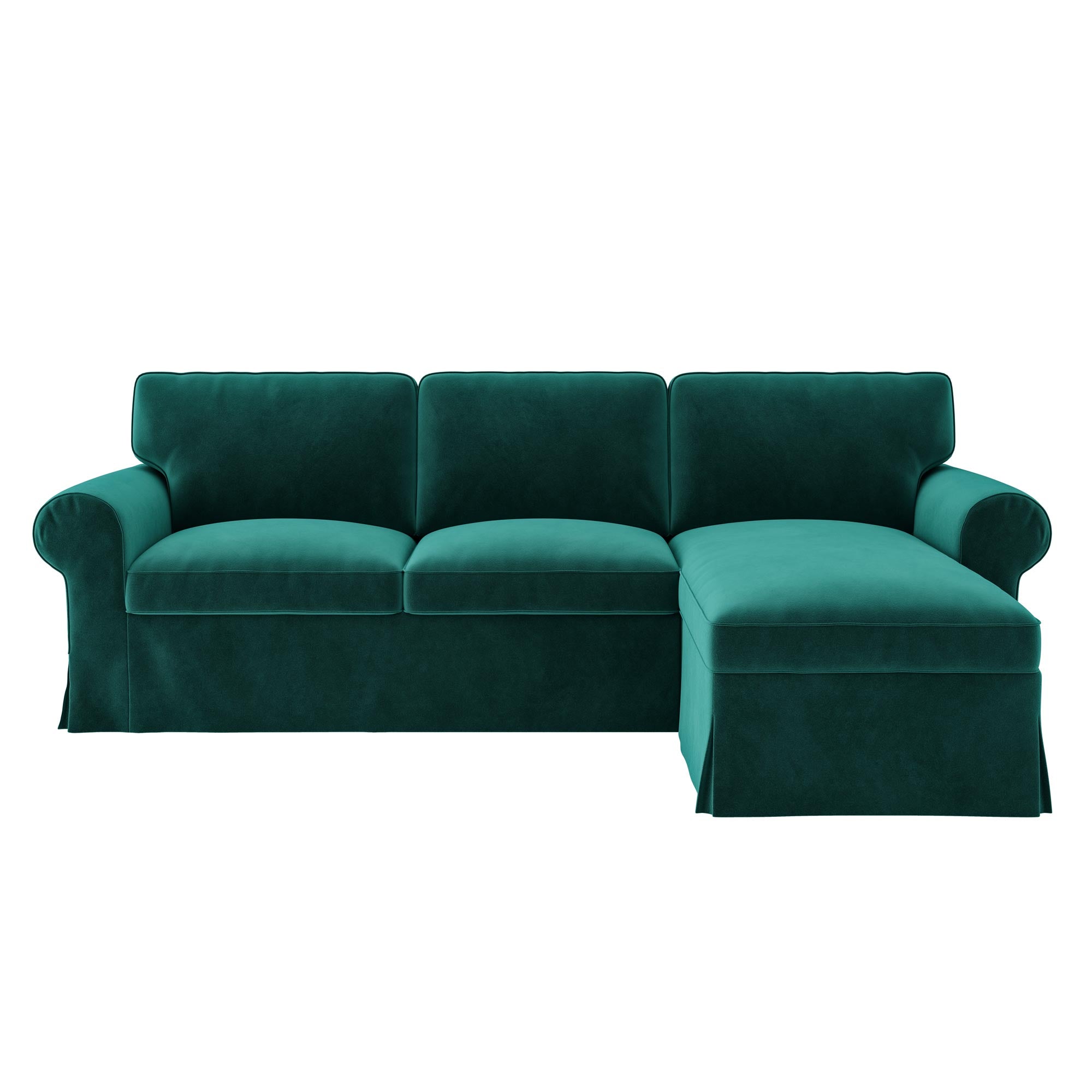Ektorp Loveseat with Chaise Lounge Cover-Velvet Peacock