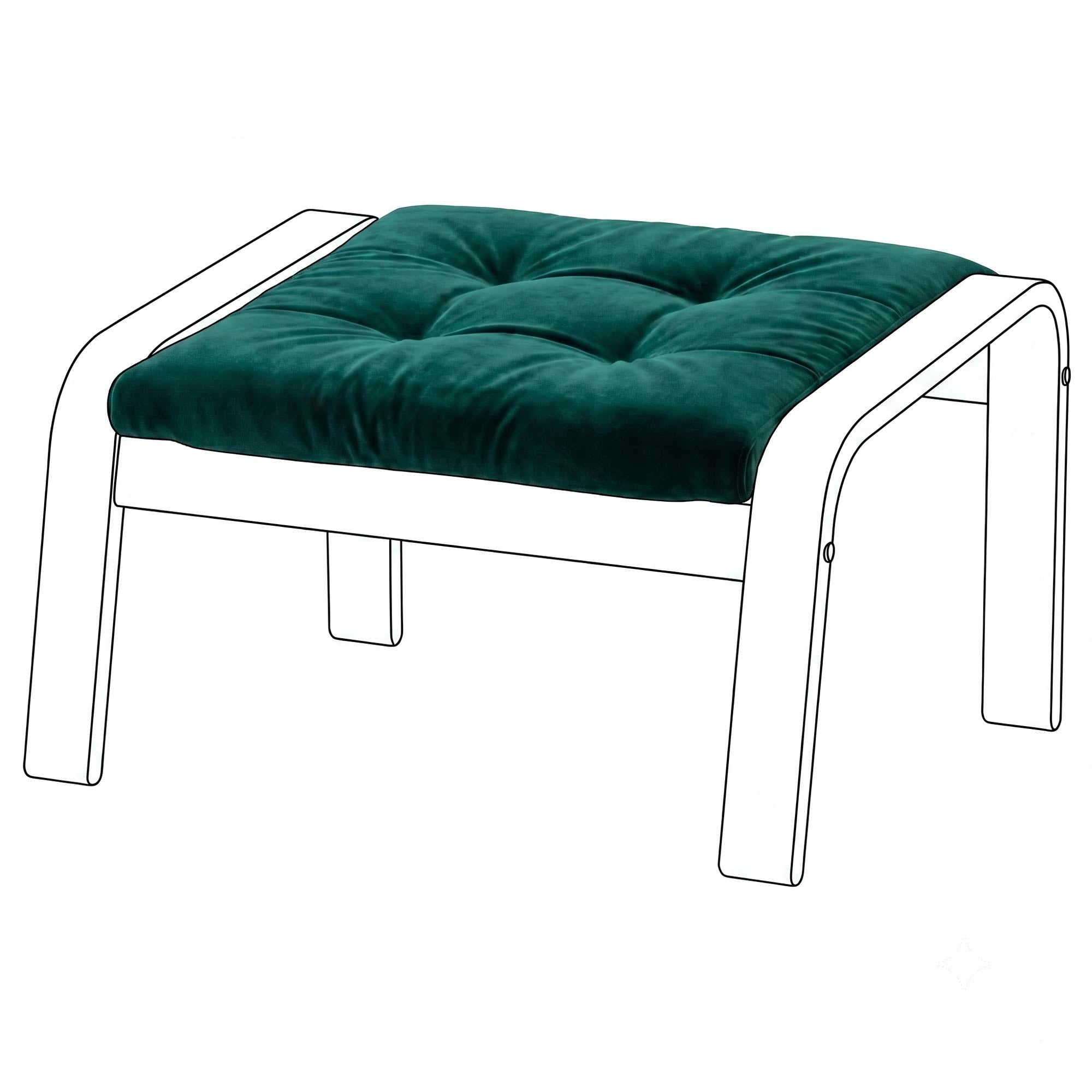 Poang Footstool Cover-Peacock-Velvet