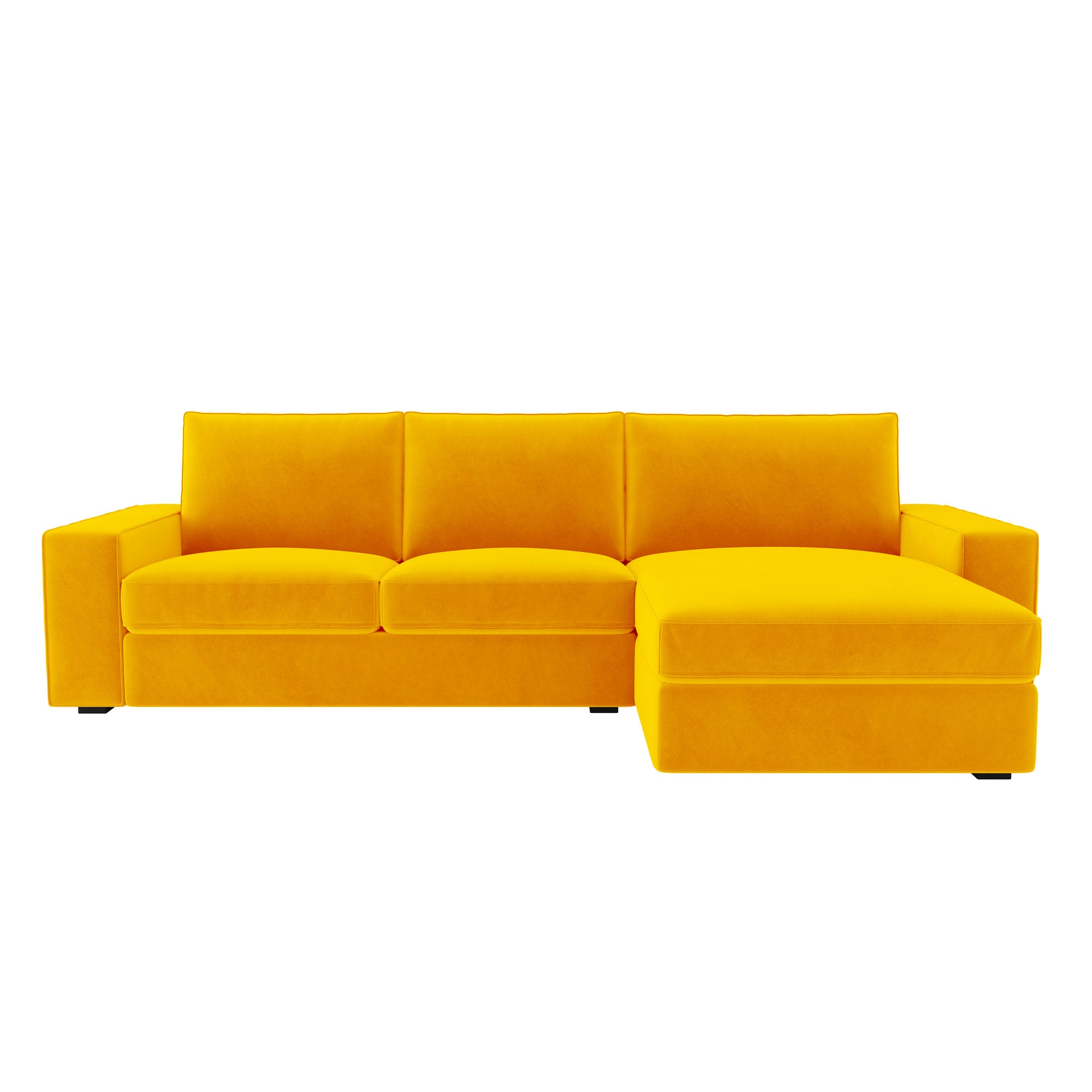 KIVIK 3 Seat Sofa Set with Chaise-Yellow-Velvet