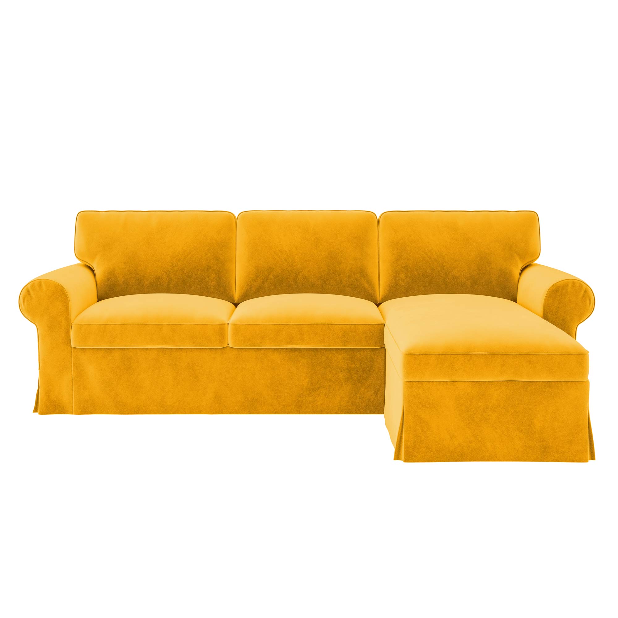 Ektorp Loveseat with Chaise Lounge Cover-Velvet Yellow