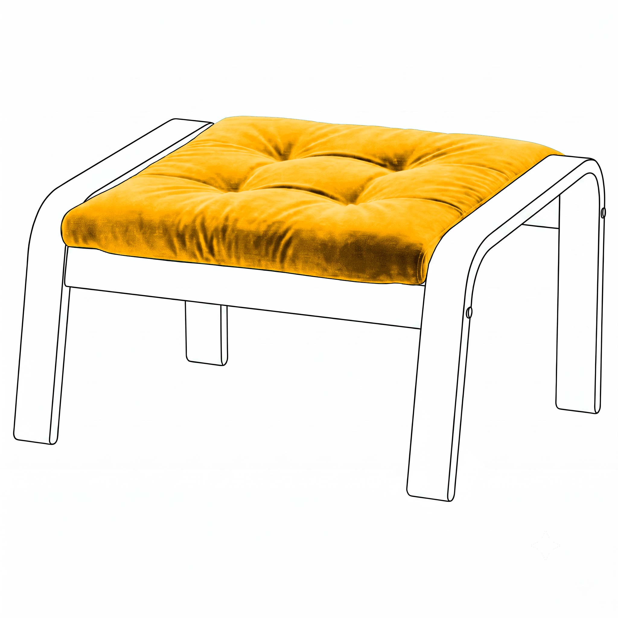 Poang Footstool Cover-Yellow-Velvet